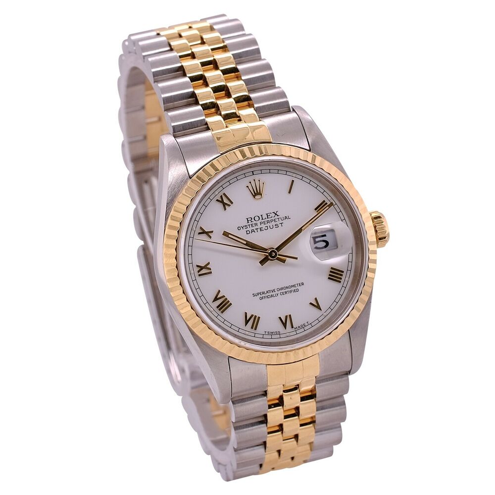 Rolex Datejust White Roman Jubilee Band 16233 - luxuriantconcierge