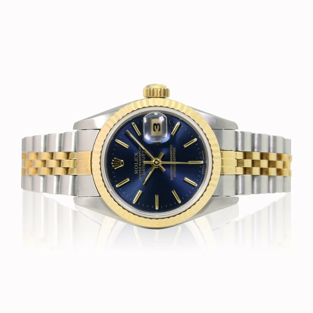 Rolex Datejust Blue Index Jubilee Band 69173 - luxuriantconcierge