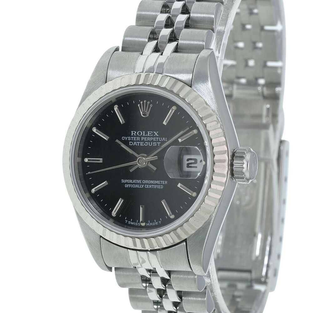 Rolex Datejust Black Index Dial Jubilee Band 69174 - luxuriantconcierge