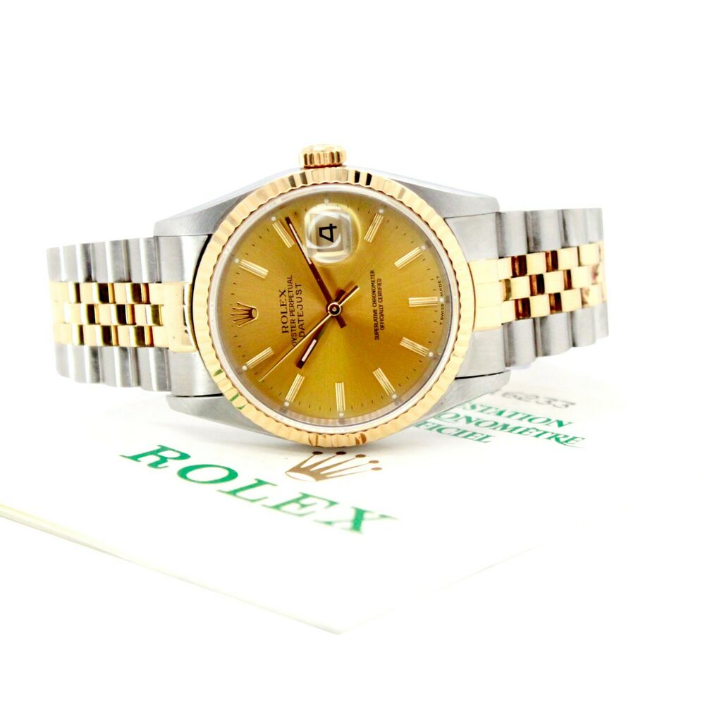 Rolex Datejust Champagne Index Jubilee 16233 w/ Paper - luxuriantconcierge