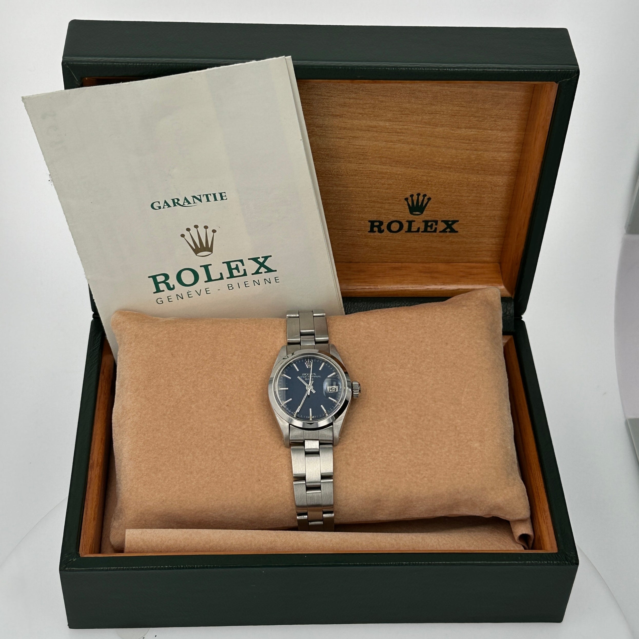 B&P Rolex Datejust 6916 26mm Blue Index Dial Smooth Bezel Oyster Band