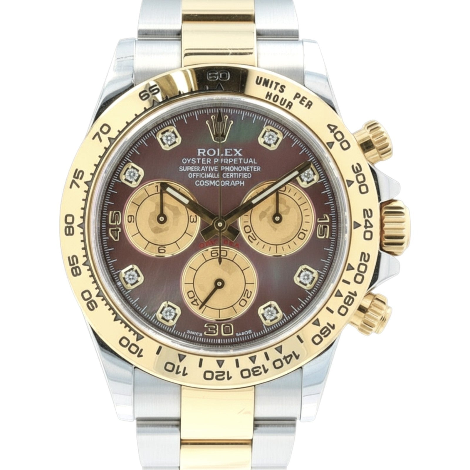 Rolex Mens Daytona 116503 TwoTone SS Tahitian MOP Diamond Dial Watch w/Box&Cert - Luxuriant Concierge