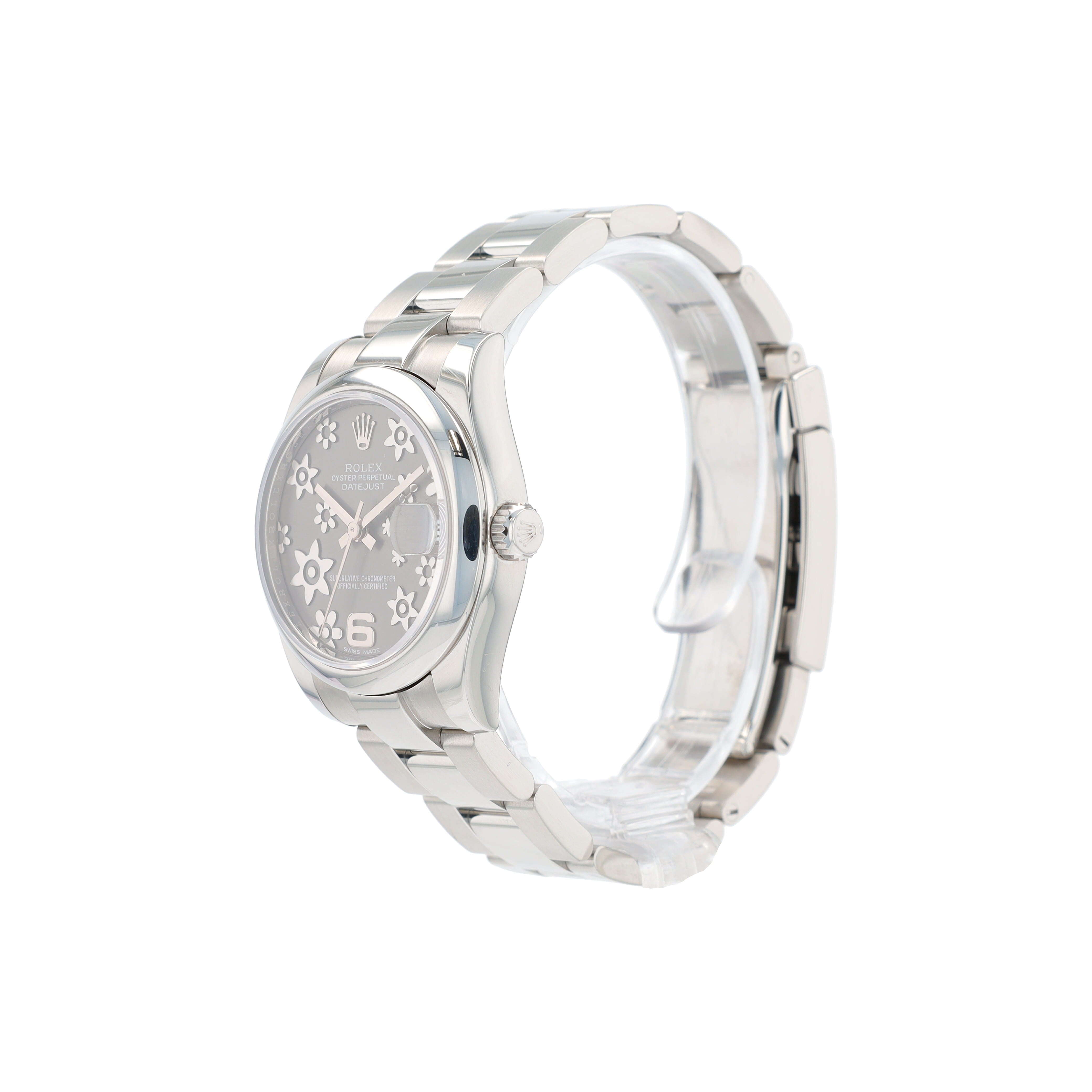 Rolex Datejust 178240 31mm Grey Floral Number 6 Dial Smoth Bezel Oyster Band - Luxuriant Concierge