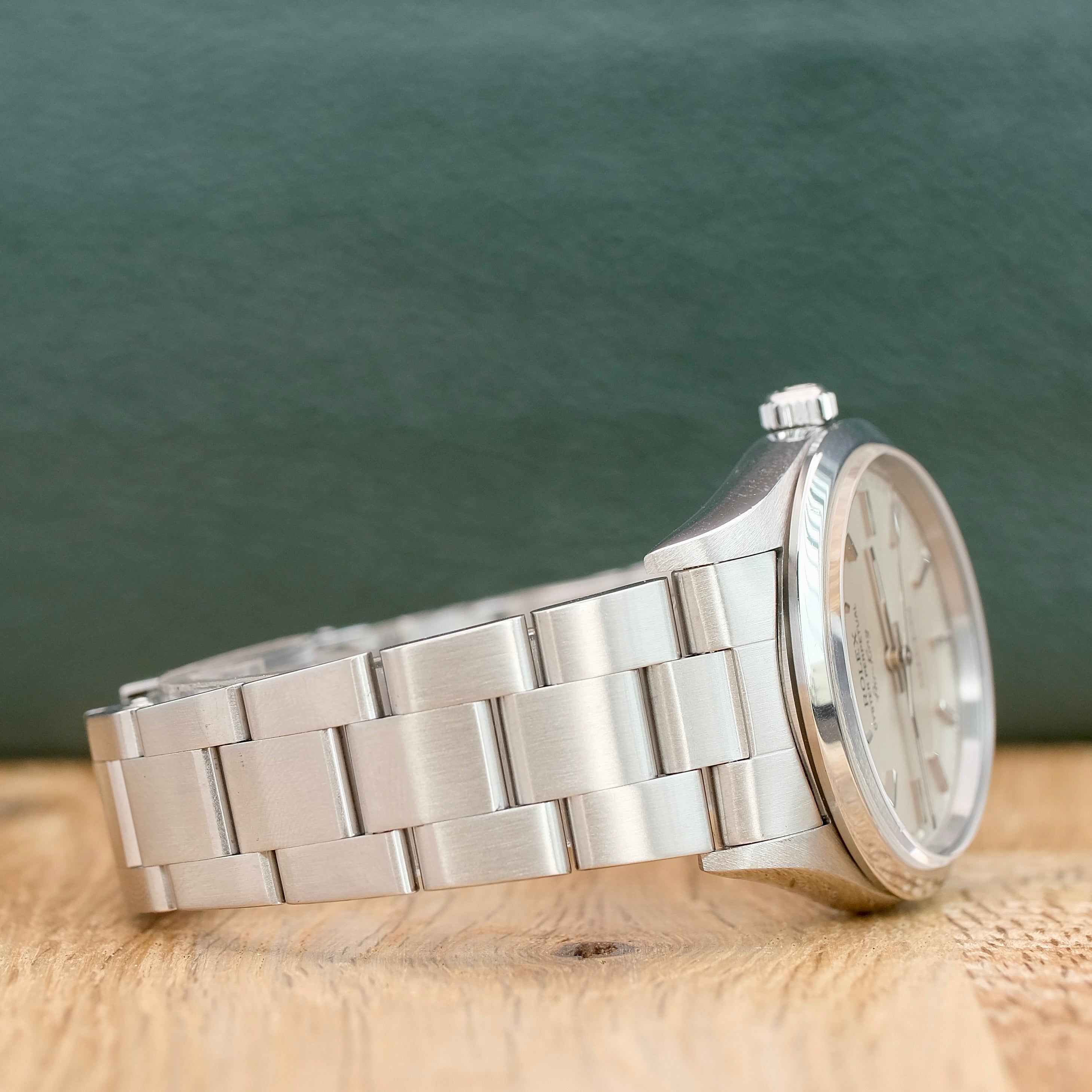 ROLEX AIR-KING WHITE INDEX ROMAN OYSTER BAND 14000 - Luxuriant Concierge