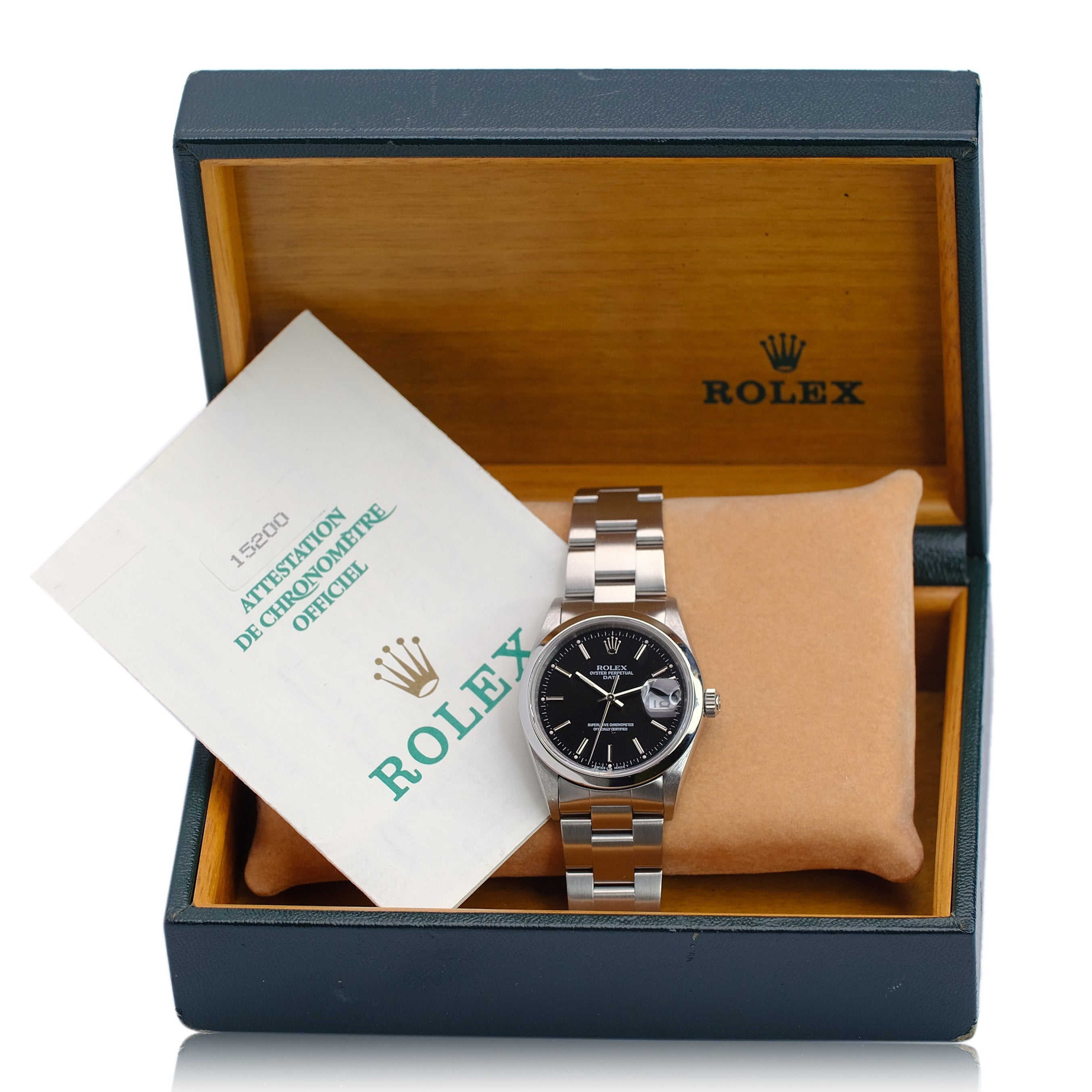 Rolex Date Black Index Oyster Band YR-1996 15200 Box & Paper - Luxuriant Concierge