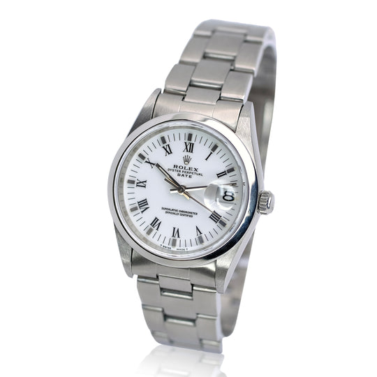 Rolex Date White Index-Roman Oyster Band Yr-1996 15200 - Luxuriant Concierge