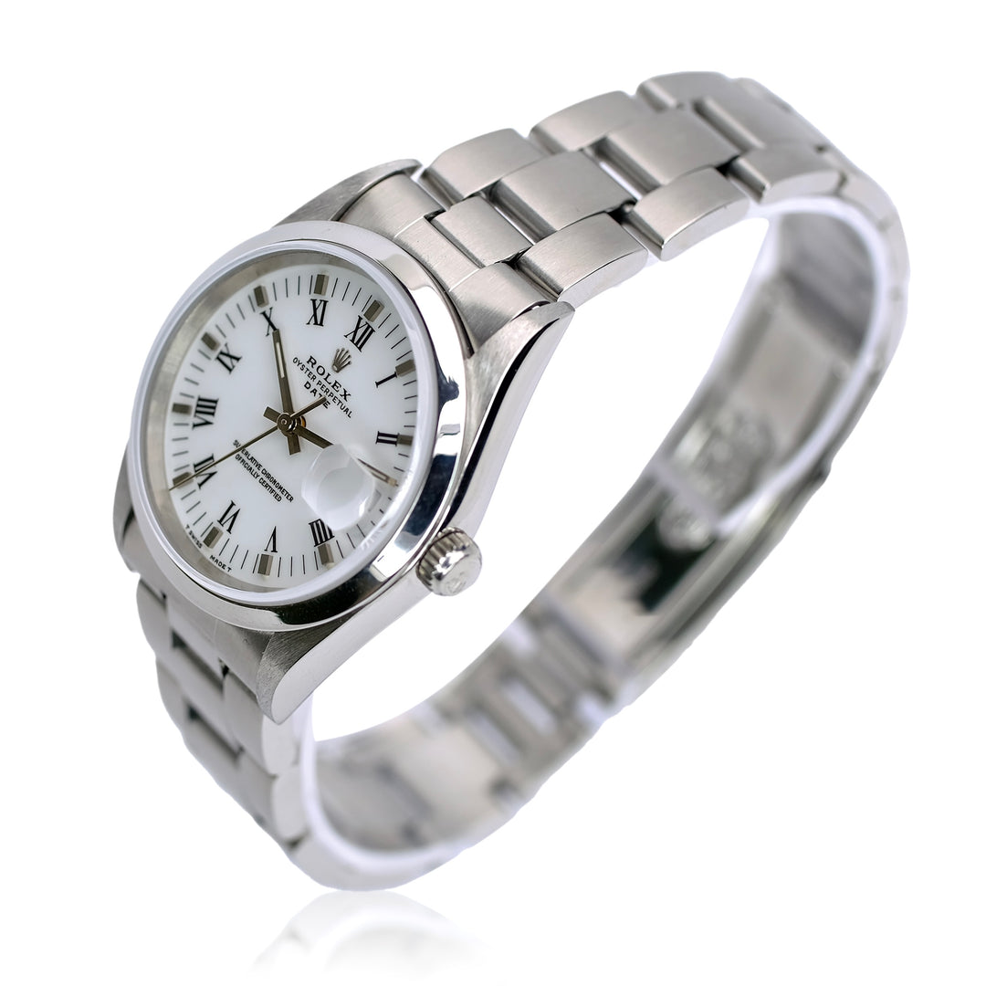 Rolex Date White Index-Roman Oyster Band Yr-1996 15200 - Luxuriant Concierge