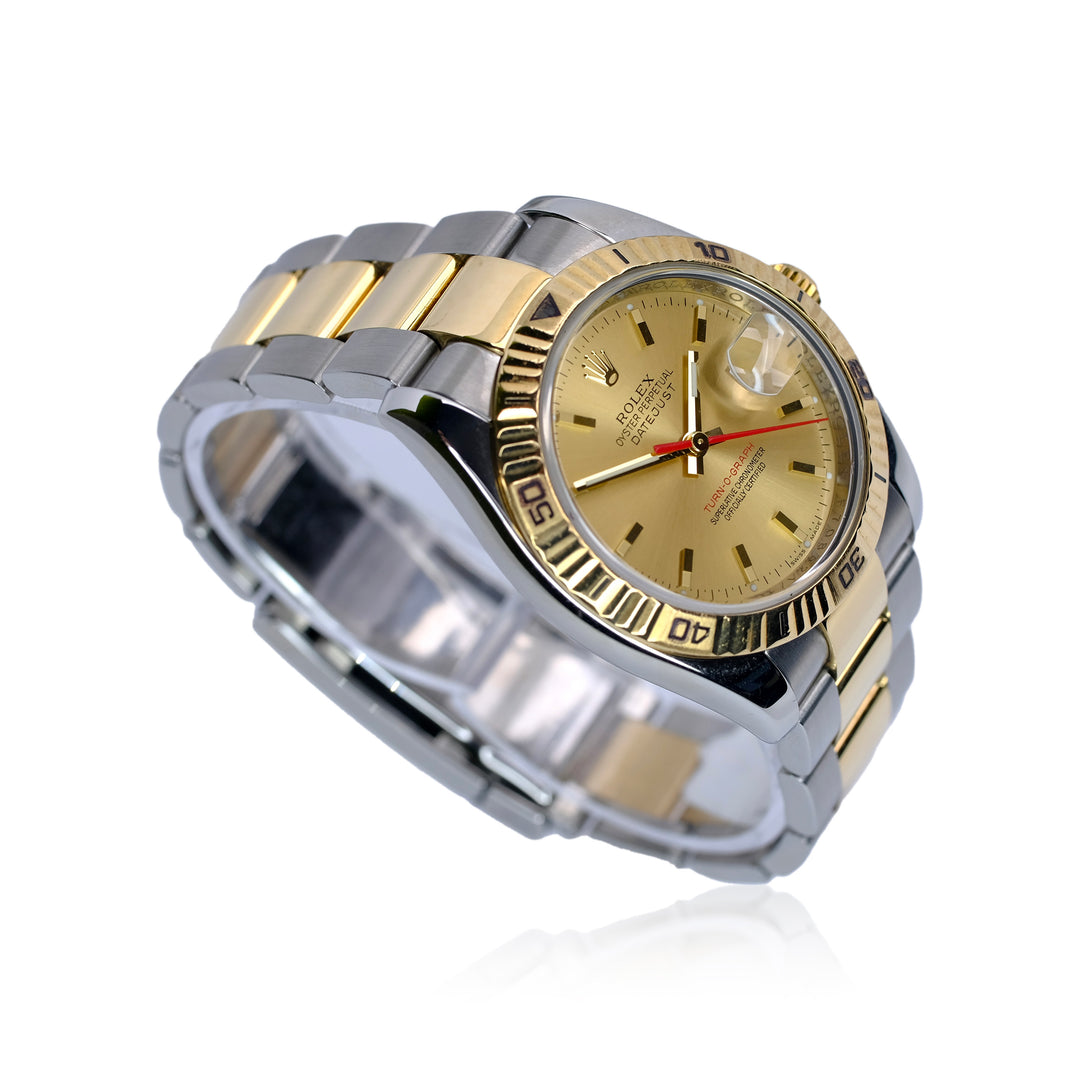 Rolex Datejust Champagne Index Dial 18K Gold & Steel Oyster YR-2005 116263 - Luxuriant Concierge