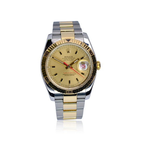 Rolex Datejust Champagne Index Dial 18K Gold & Steel Oyster YR-2005 116263 - Luxuriant Concierge