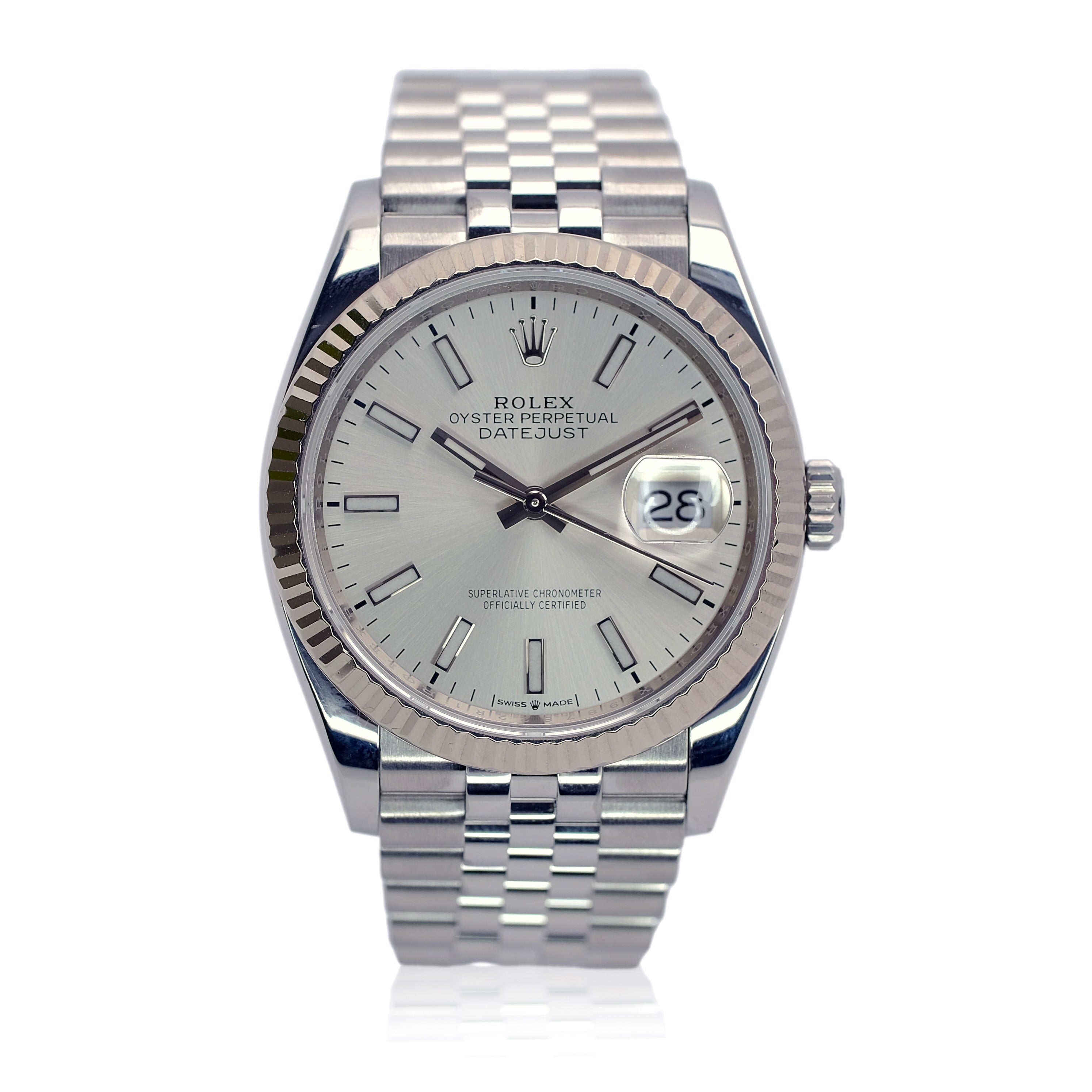 Rolex Datejust Silver Index Luminous Dial Jubilee 126234 - Luxuriant Concierge