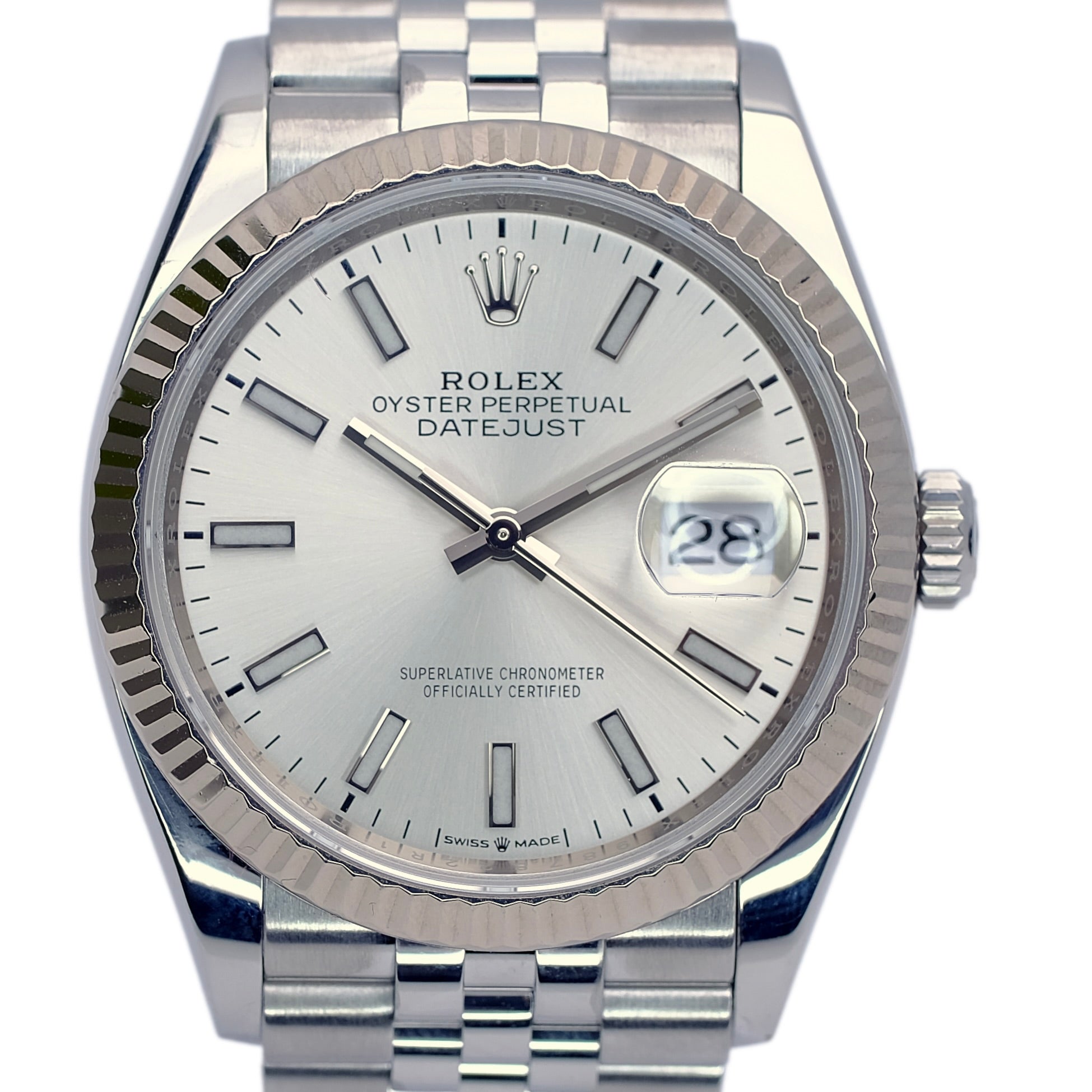 Rolex Datejust Silver Index Luminous Dial Jubilee 126234 - Luxuriant Concierge