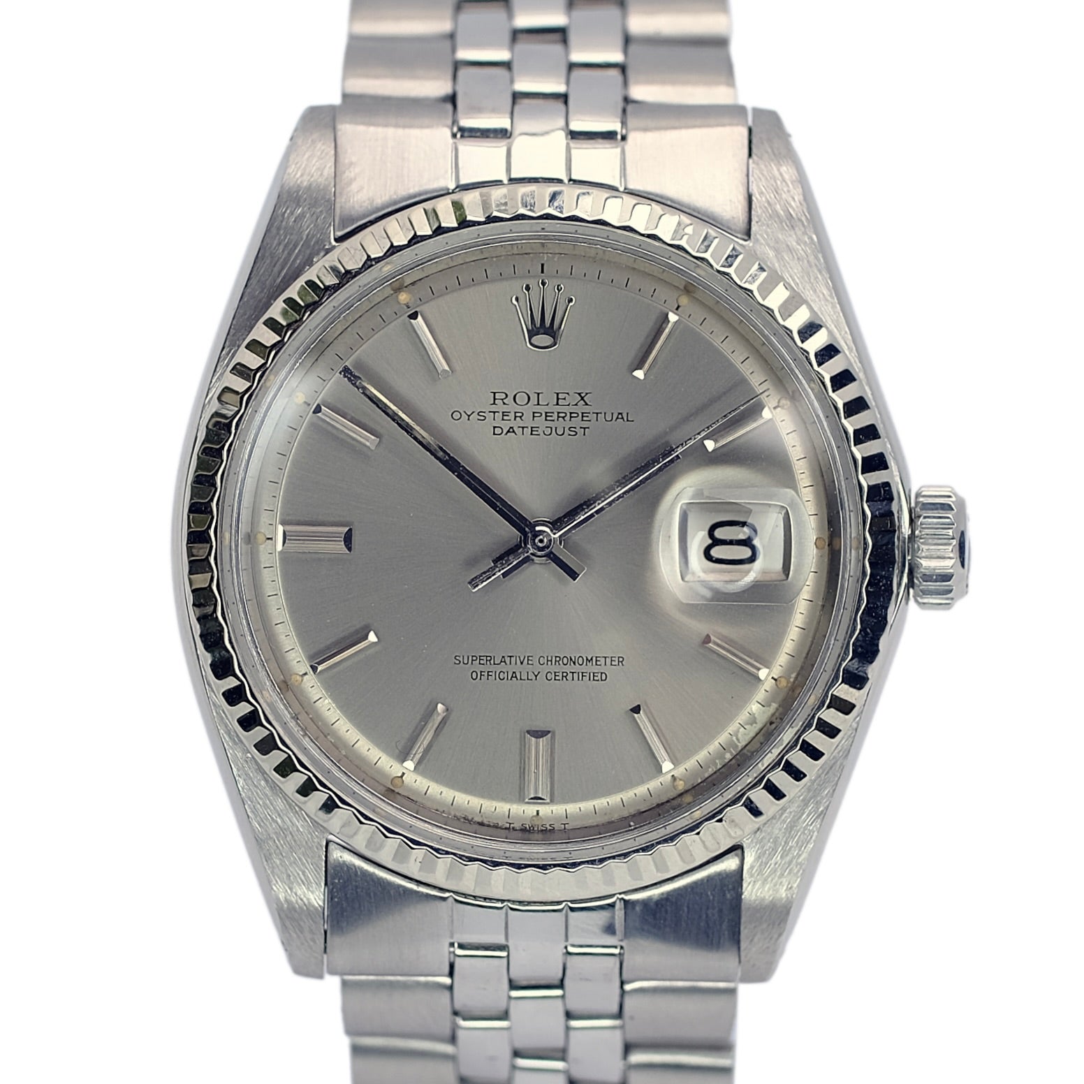 Rolex Datejust Grey Index Dial Steel Jubilee Watch 1601 - Luxuriant Concierge