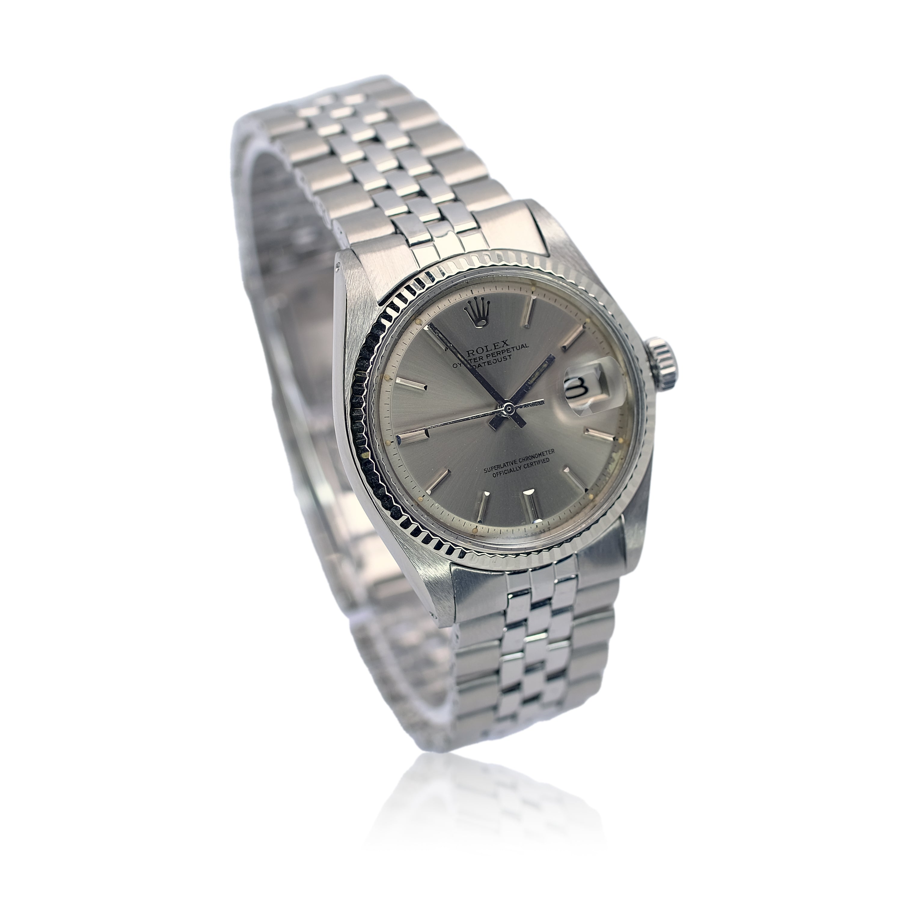 Rolex Datejust Grey Index Dial Steel Jubilee Watch 1601 - Luxuriant Concierge