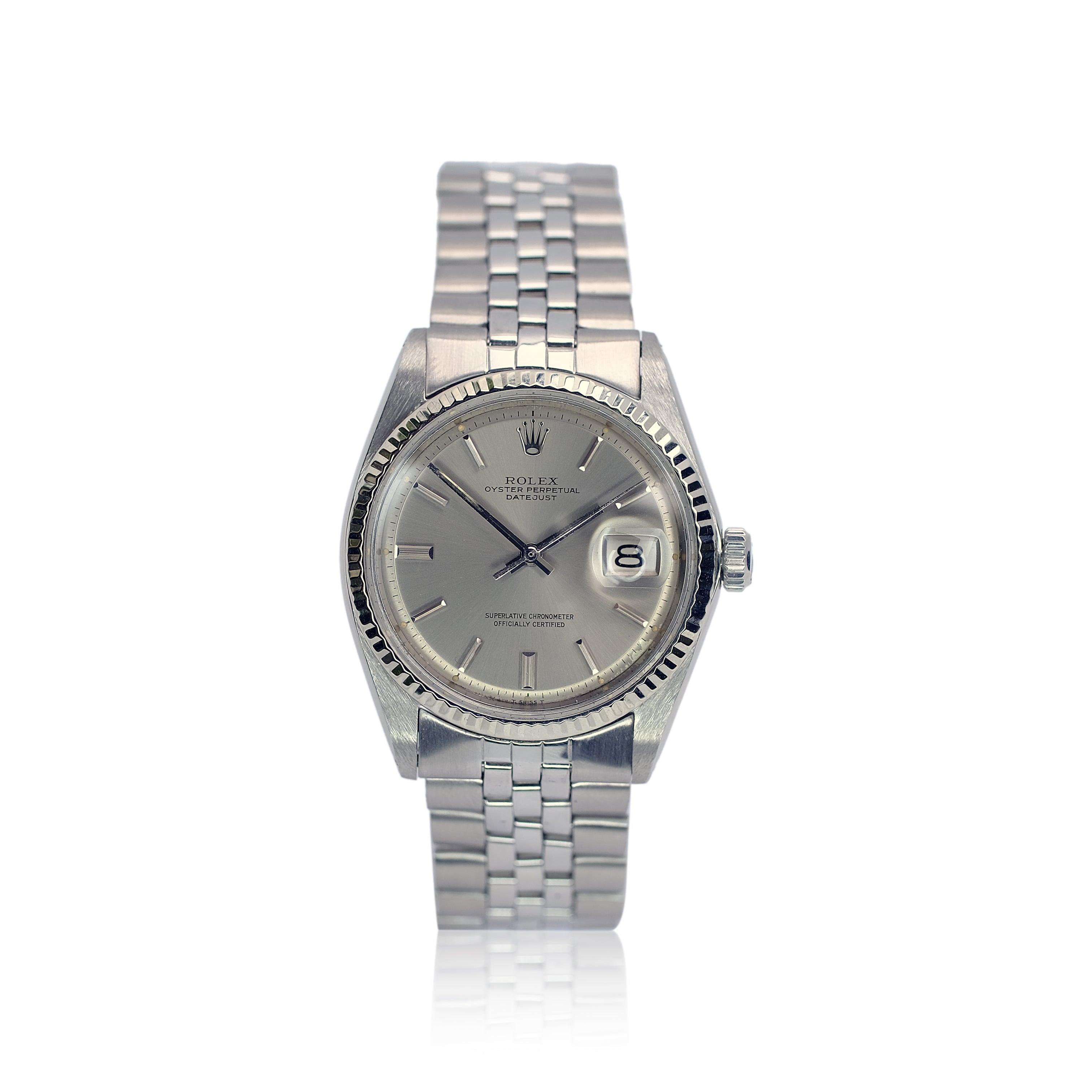 Rolex Datejust Grey Index Dial Steel Jubilee Watch 1601 - Luxuriant Concierge