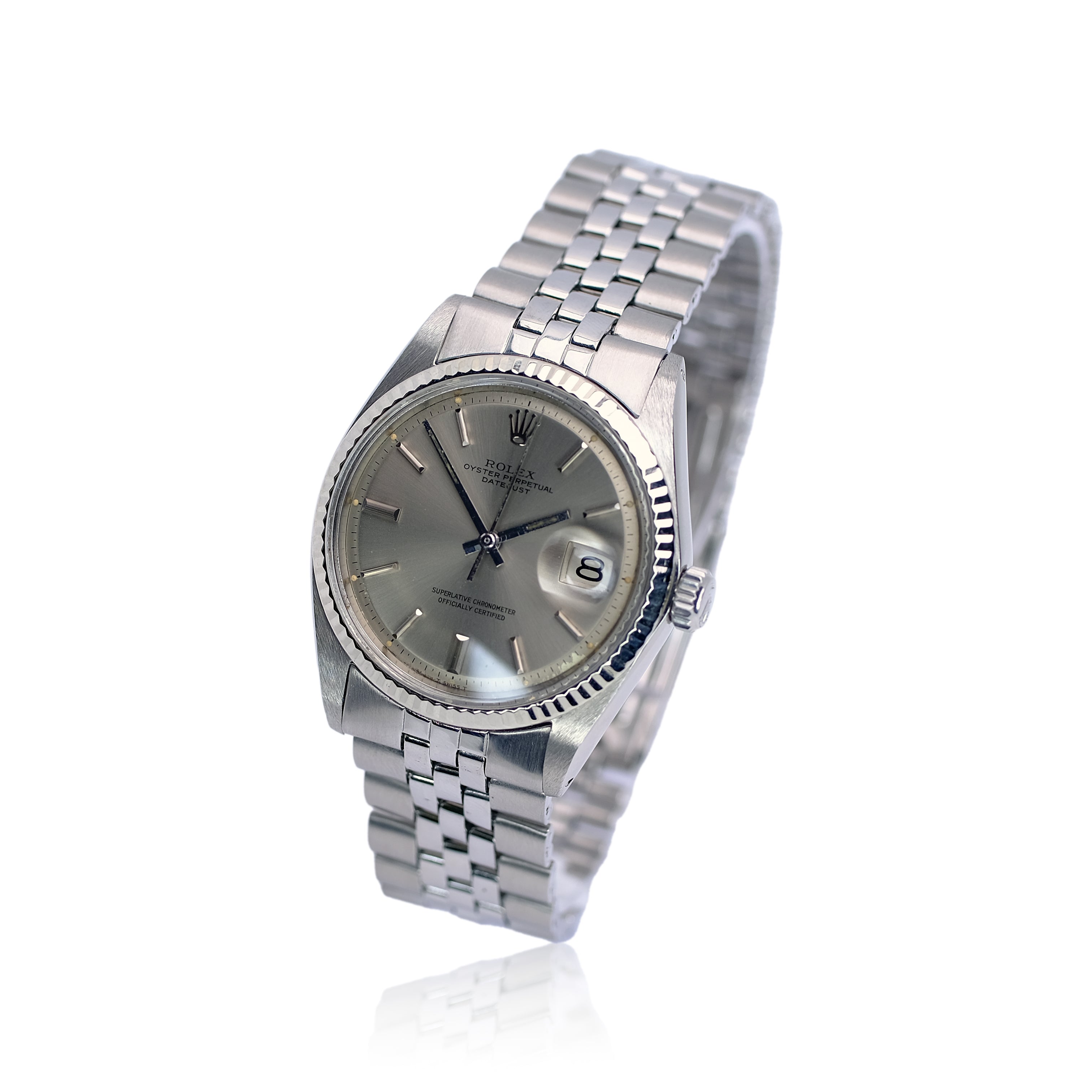 Rolex Datejust Grey Index Dial Steel Jubilee Watch 1601 - Luxuriant Concierge