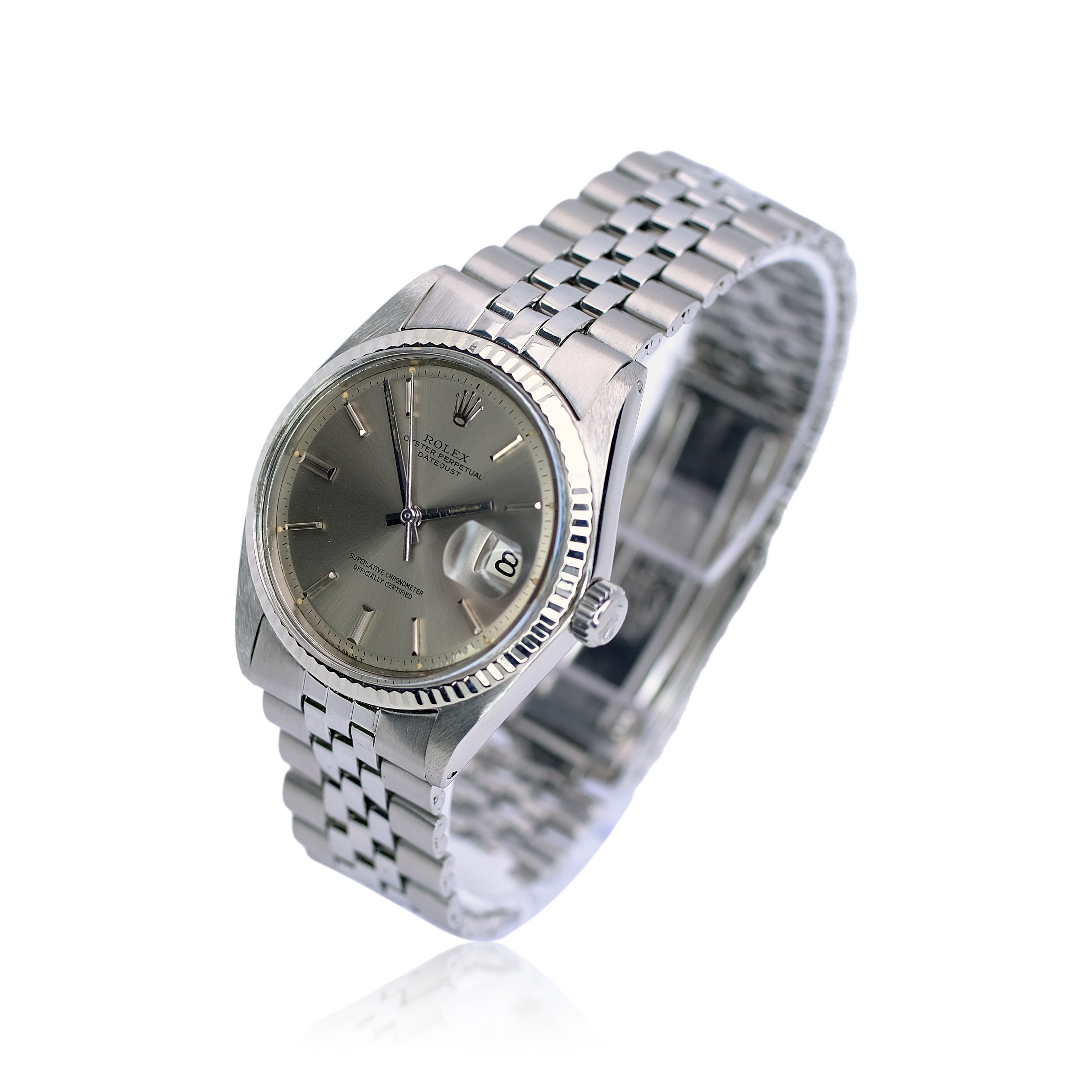 Rolex Datejust Grey Index Dial Steel Jubilee Watch 1601 - Luxuriant Concierge