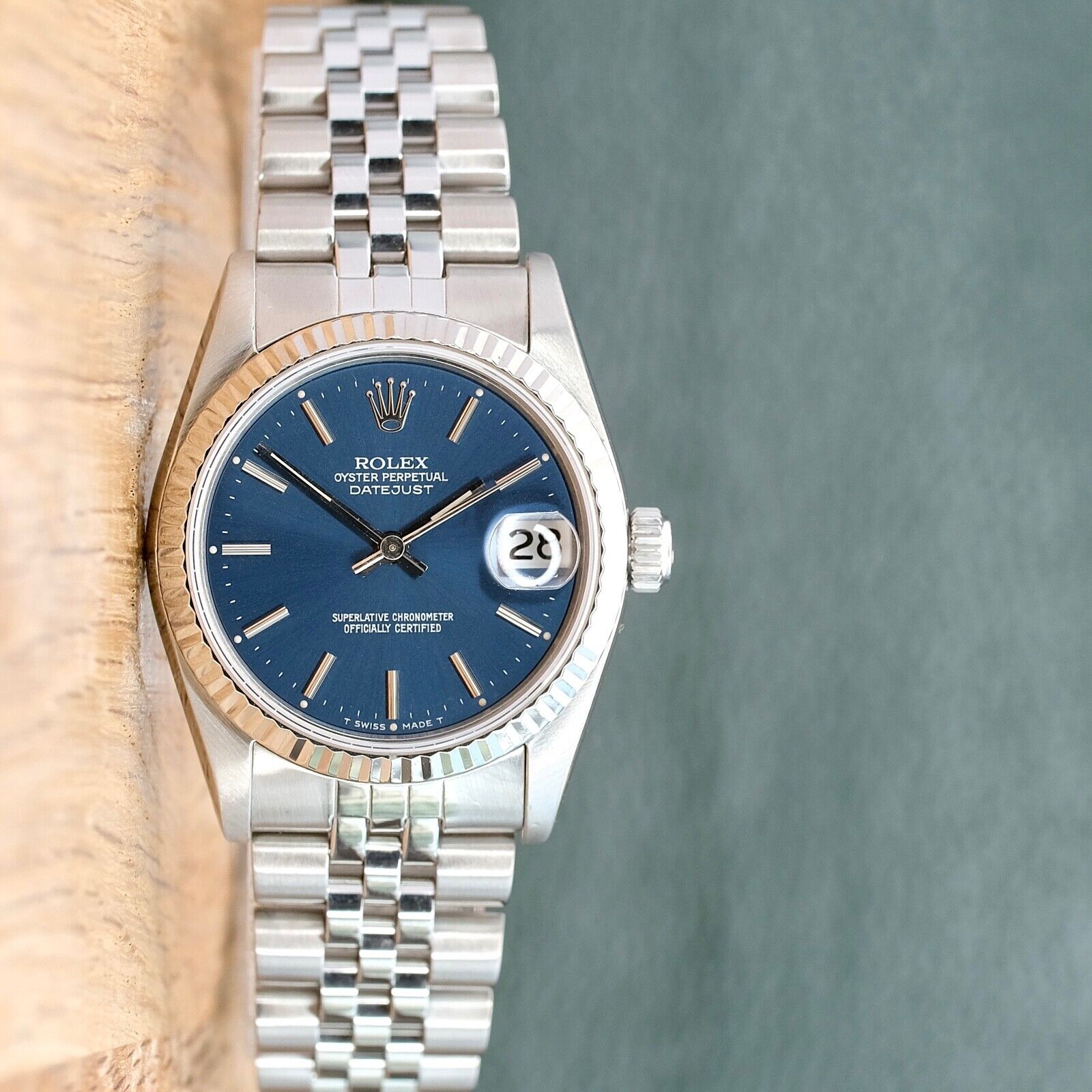 Rolex Datejust Mid-Size Blue Index Dial Jubilee Band Watch 68274 - Luxuriant Concierge