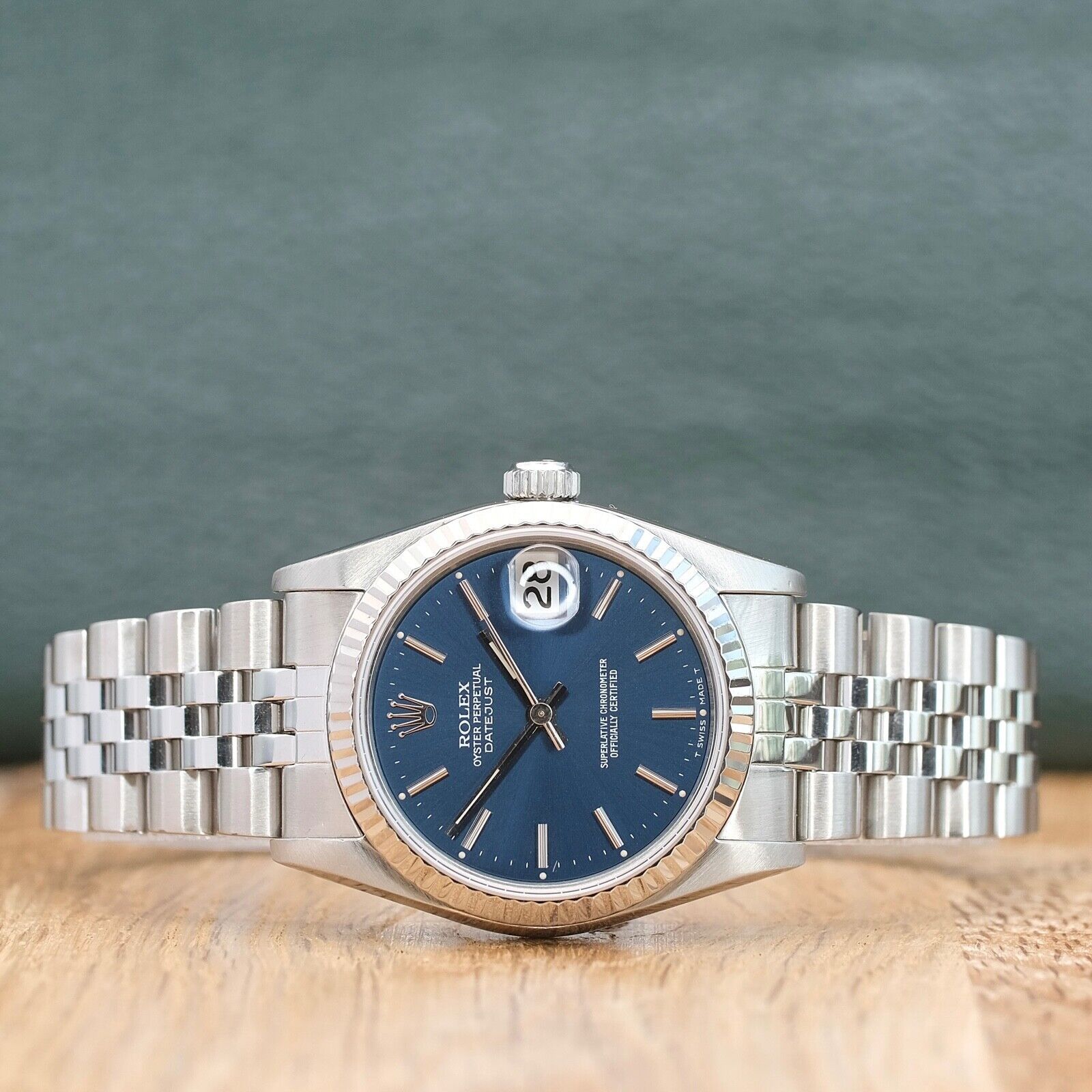 Rolex Datejust Mid-Size Blue Index Dial Jubilee Band Watch 68274 - Luxuriant Concierge