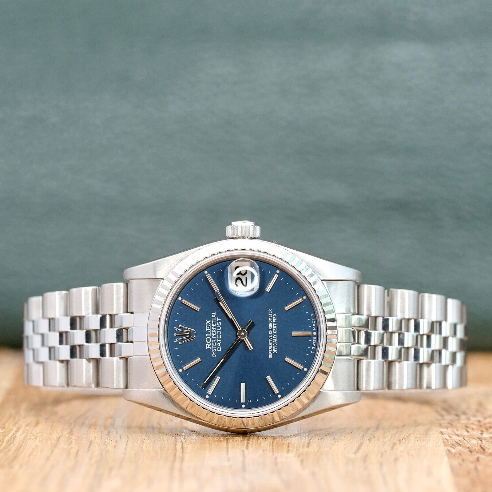 Rolex Datejust Mid-Size Blue Index Dial Jubilee Band Watch 68274 - Luxuriant Concierge