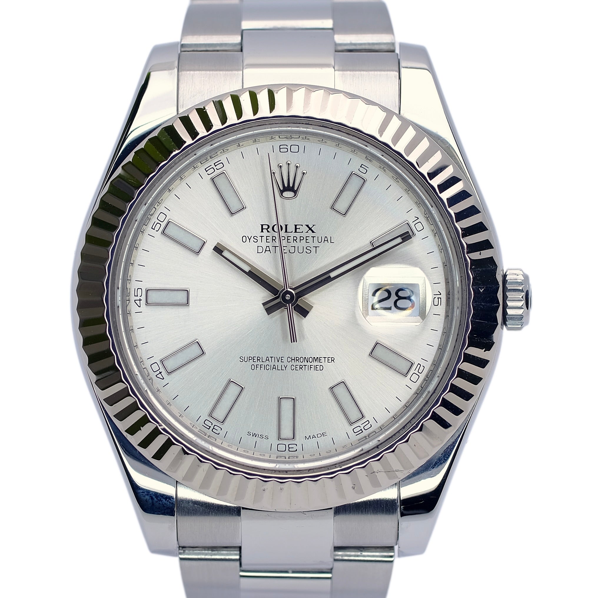 Rolex Datejust II Silver Index Dial Steel Oyster Watch 116334 w/ CERTIFICATE - Luxuriant Concierge