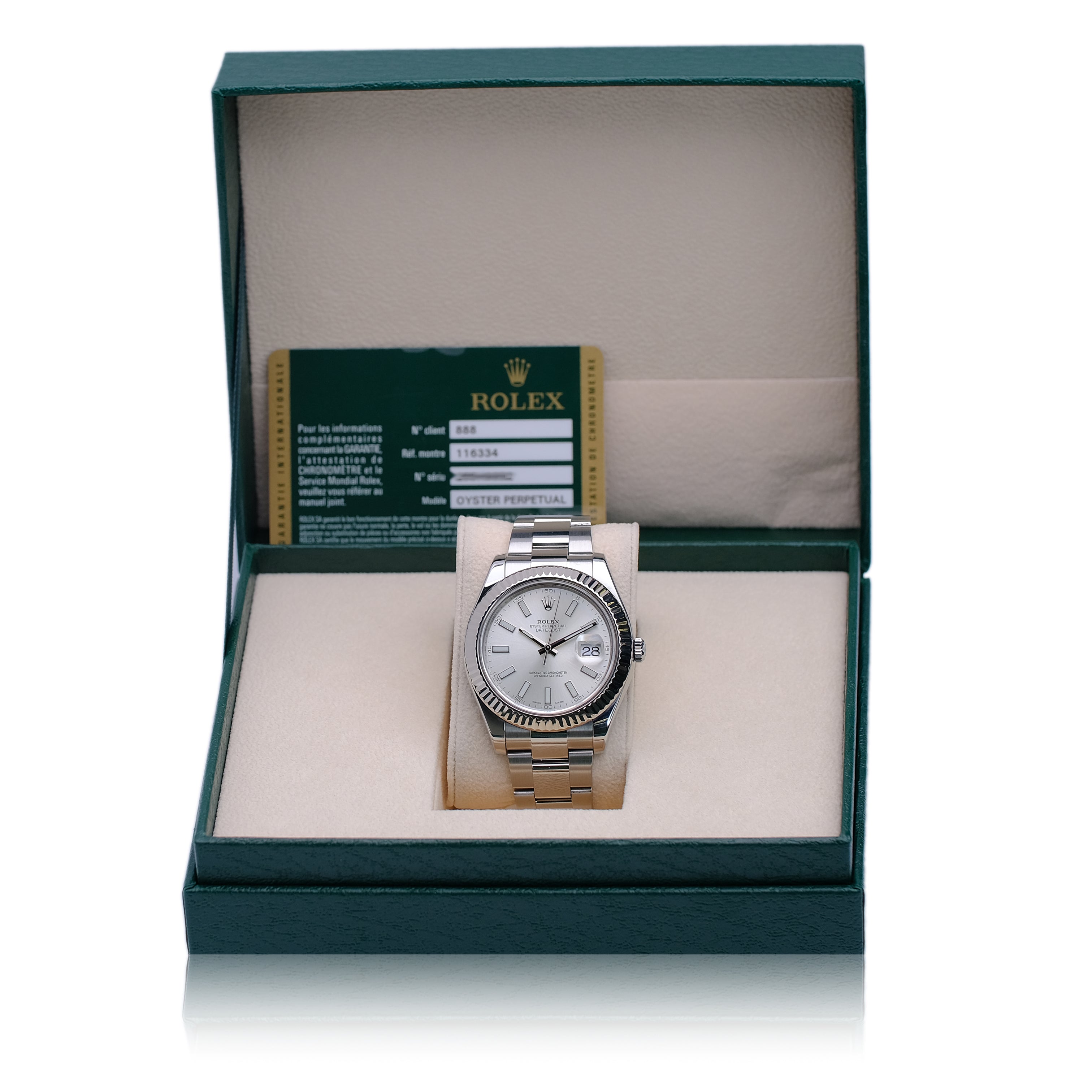 Rolex Datejust II Silver Index Dial Steel Oyster Watch 116334 w/ CERTIFICATE - Luxuriant Concierge