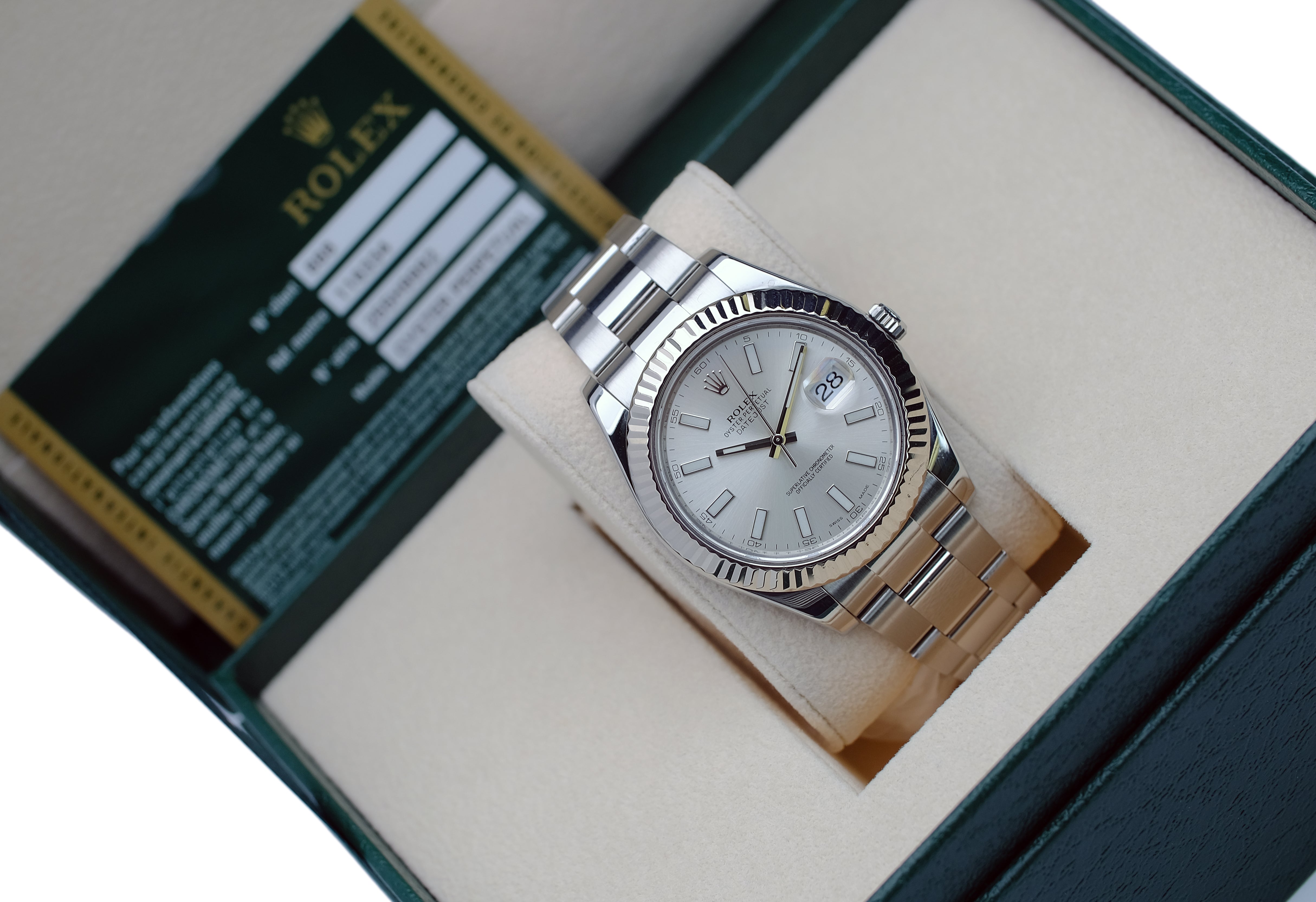 Rolex Datejust II Silver Index Dial Steel Oyster Watch 116334 w/ CERTIFICATE - Luxuriant Concierge