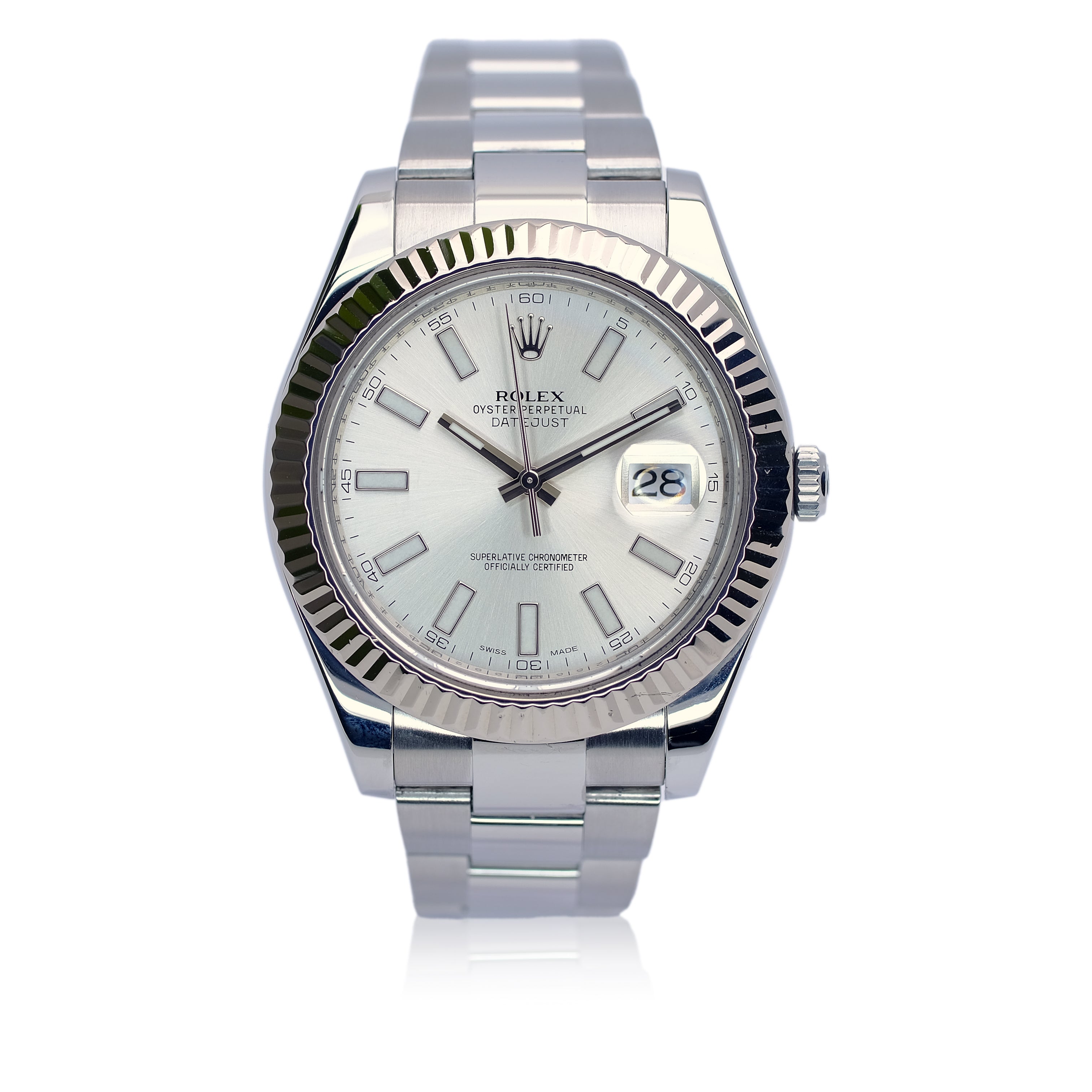 Rolex Datejust II Silver Index Dial Steel Oyster Watch 116334 w/ CERTIFICATE - Luxuriant Concierge