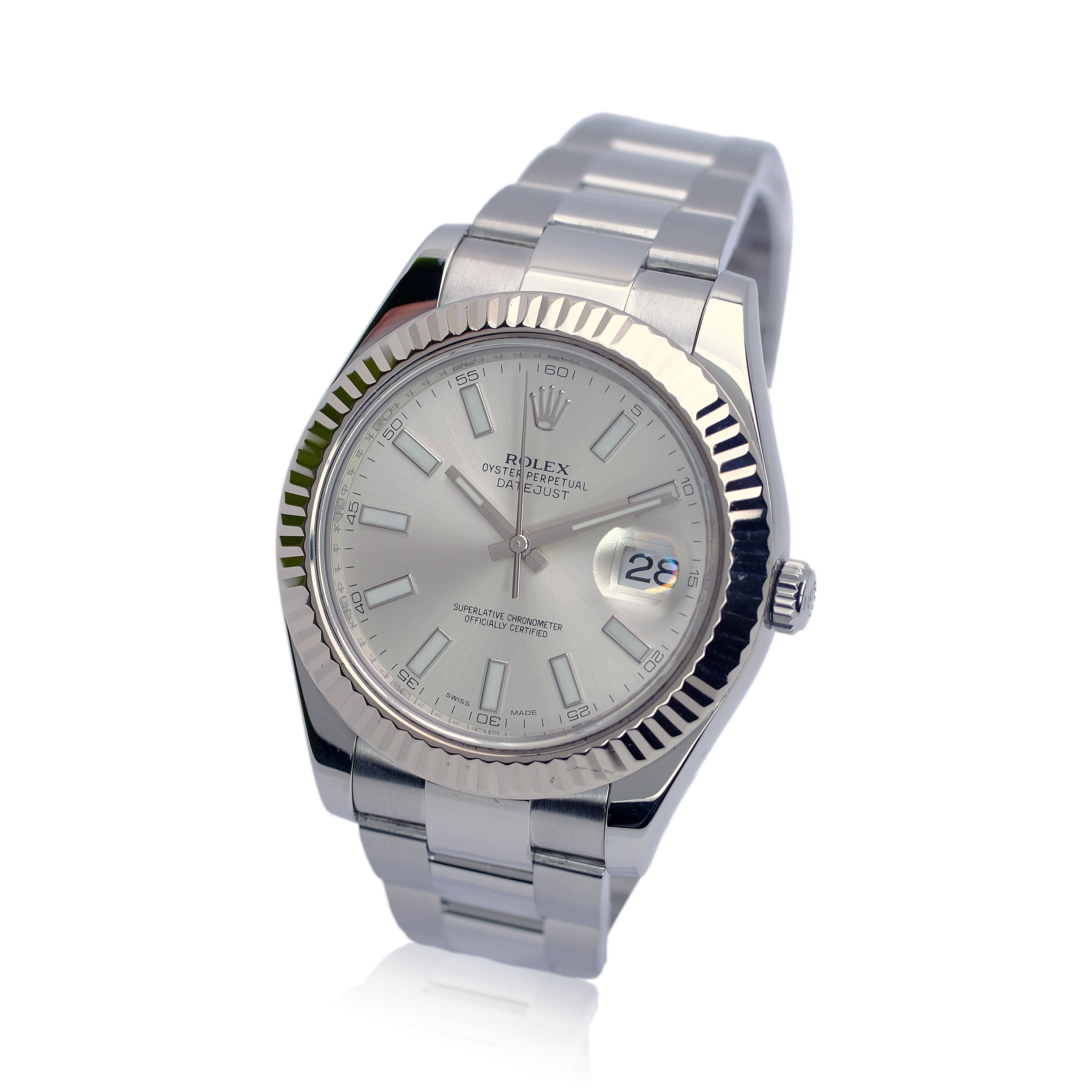 Rolex Datejust II Silver Index Dial Steel Oyster Watch 116334 w/ CERTIFICATE - Luxuriant Concierge