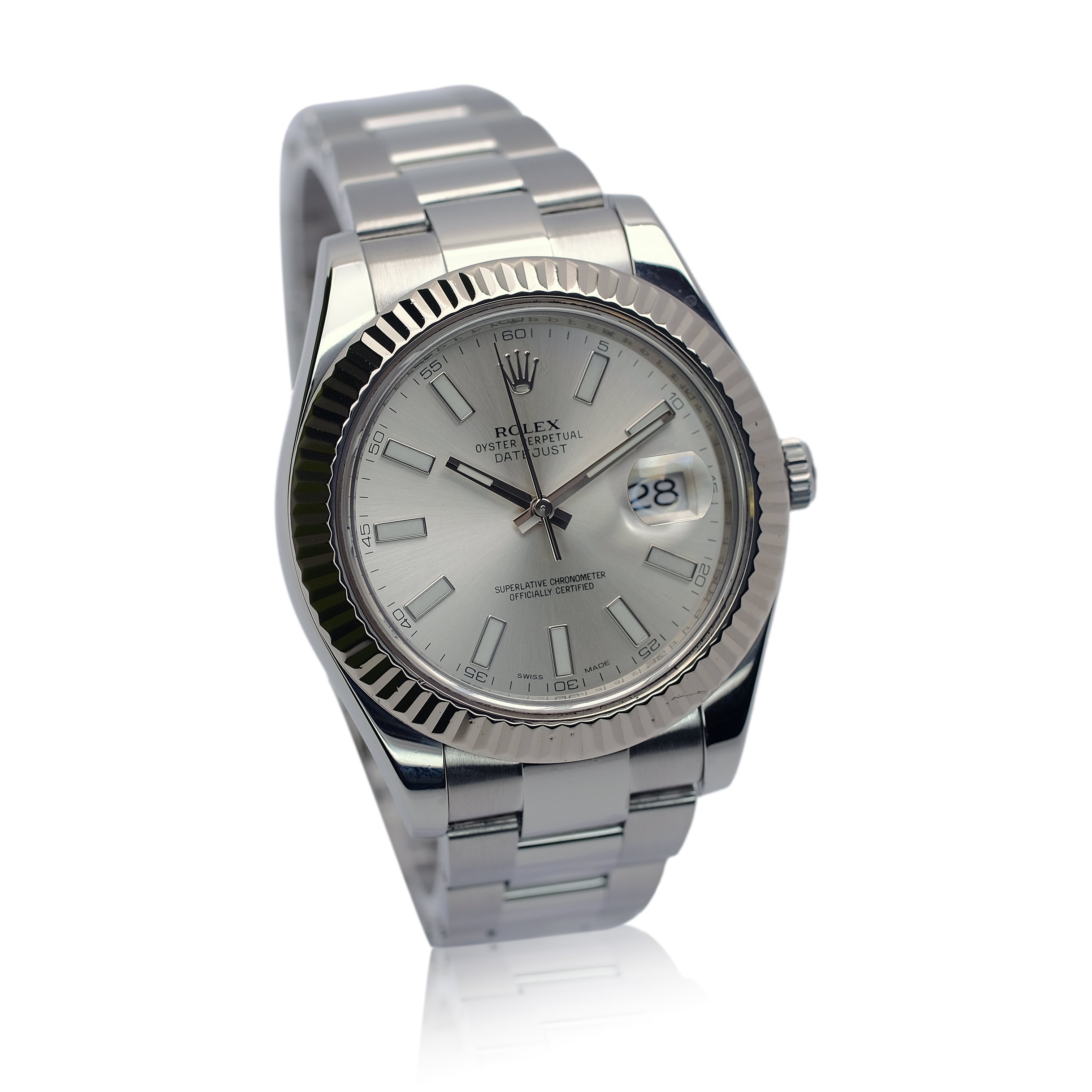 Rolex Datejust II Silver Index Dial Steel Oyster Watch 116334 w/ CERTIFICATE - Luxuriant Concierge