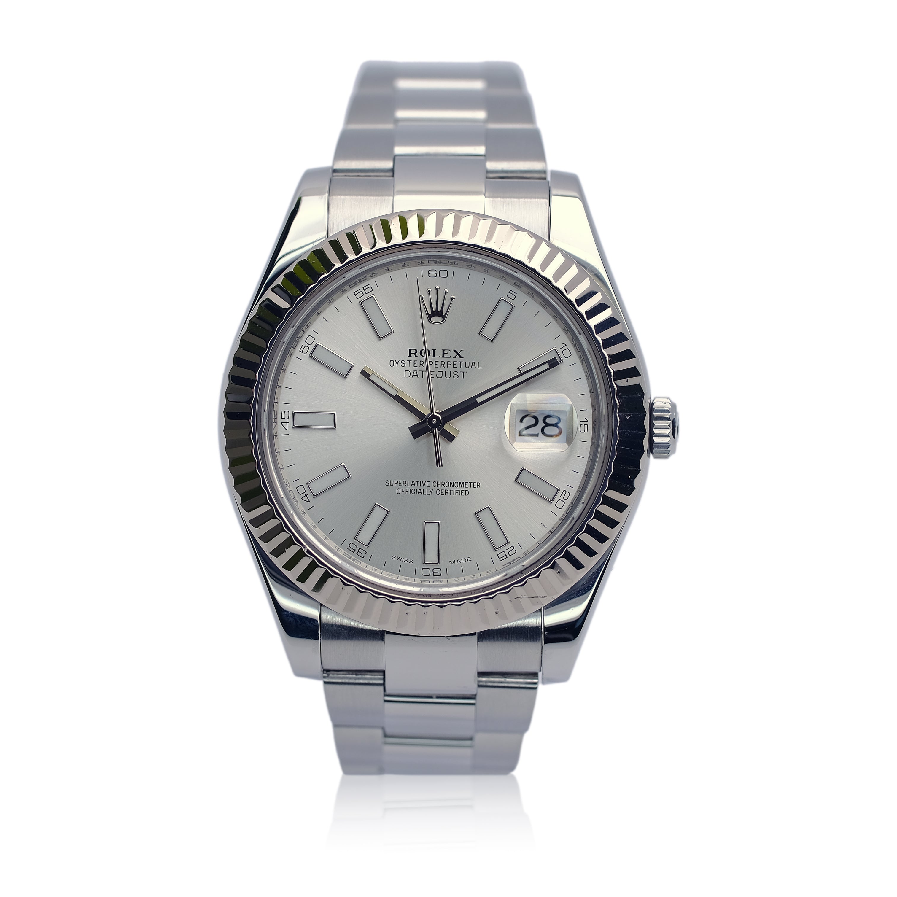 Rolex Datejust II Silver Index Dial Steel Oyster Watch 116334 w/ CERTIFICATE - Luxuriant Concierge