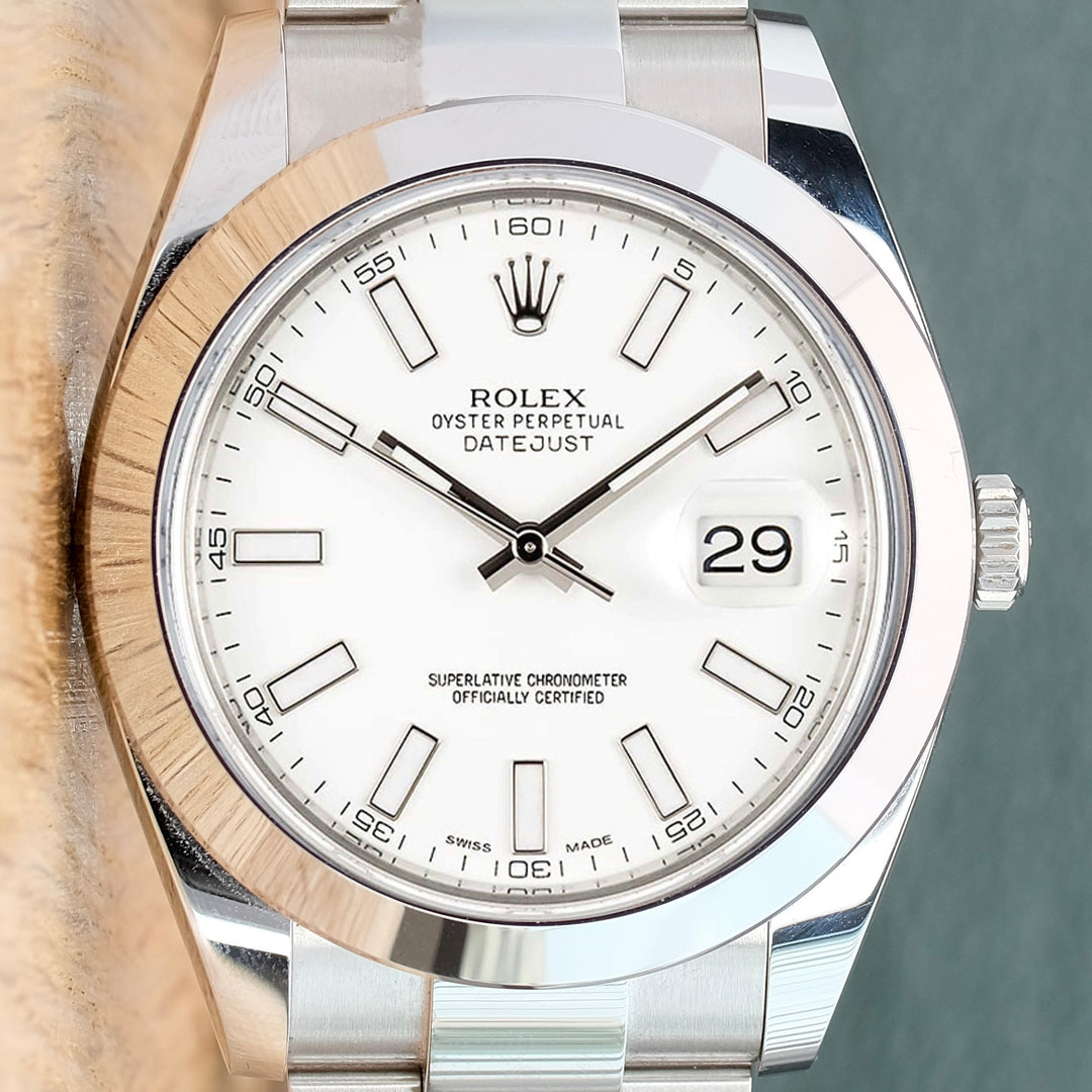 Rolex Datejust II White Index Dial Oyster Band 126300 - Luxuriant Watch Concierge