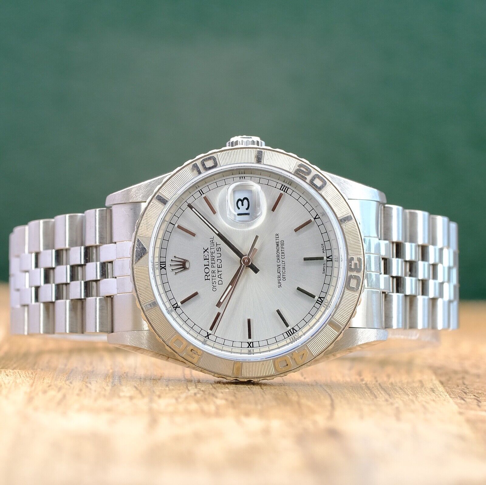 ROLEX DATEJUST SILVER INDEX ROMAN TRACK DIAL STEEL JUBILEE WATCH 16264 - Luxuriant Concierge