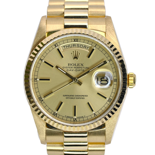 Rolex Day-Date Champagne Index Dial President 18238 - Luxuriant Concierge