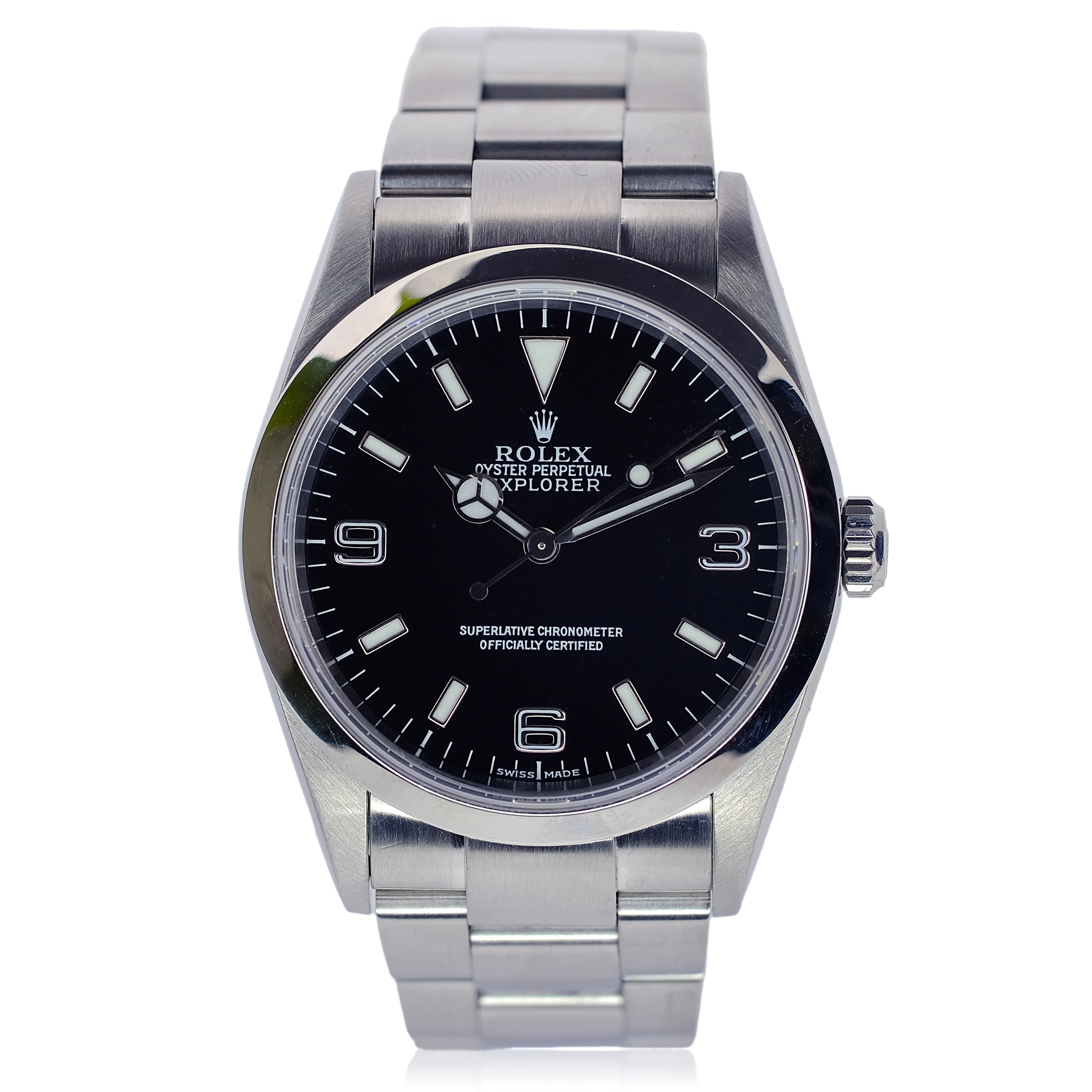 Rolex Explorer Black Dial Oyster Band Watch 114270 YR-2001 BOX & PAPER - Luxuriant Concierge