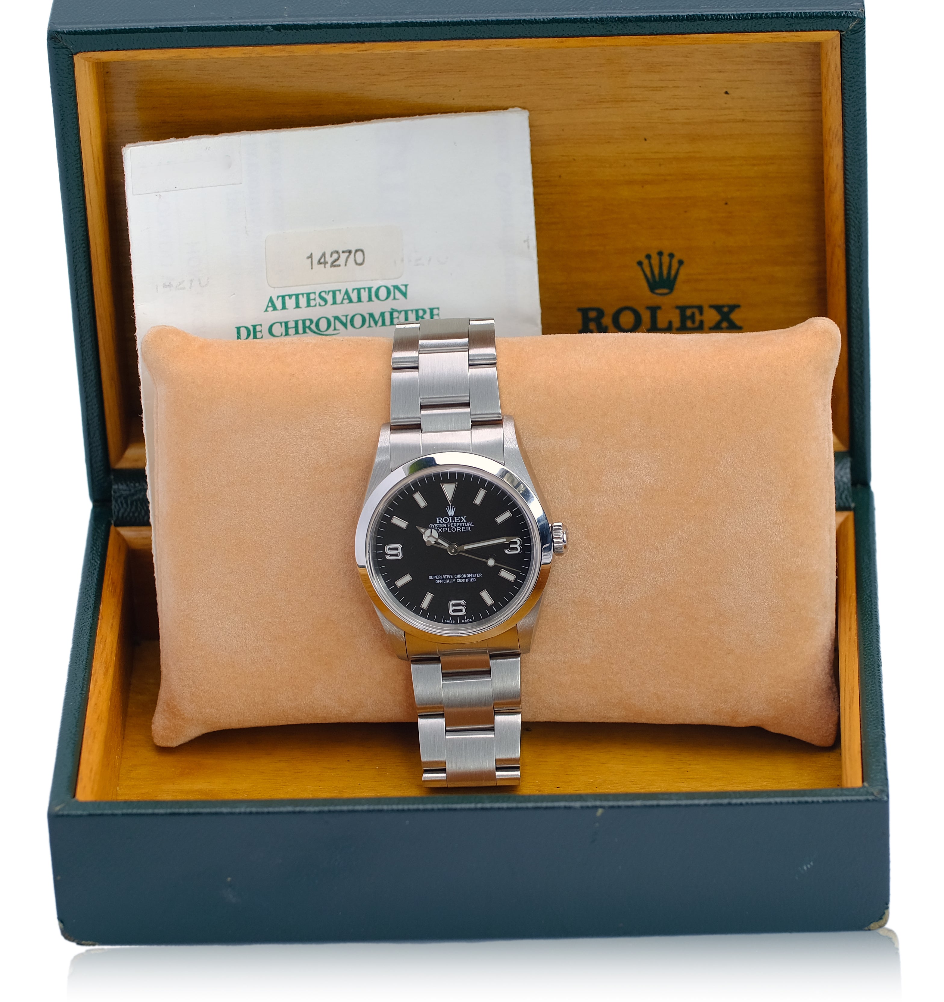 Rolex Explorer Black Dial Oyster Band Watch 114270 YR-2006 BOX & PAPER - Luxuriant Concierge