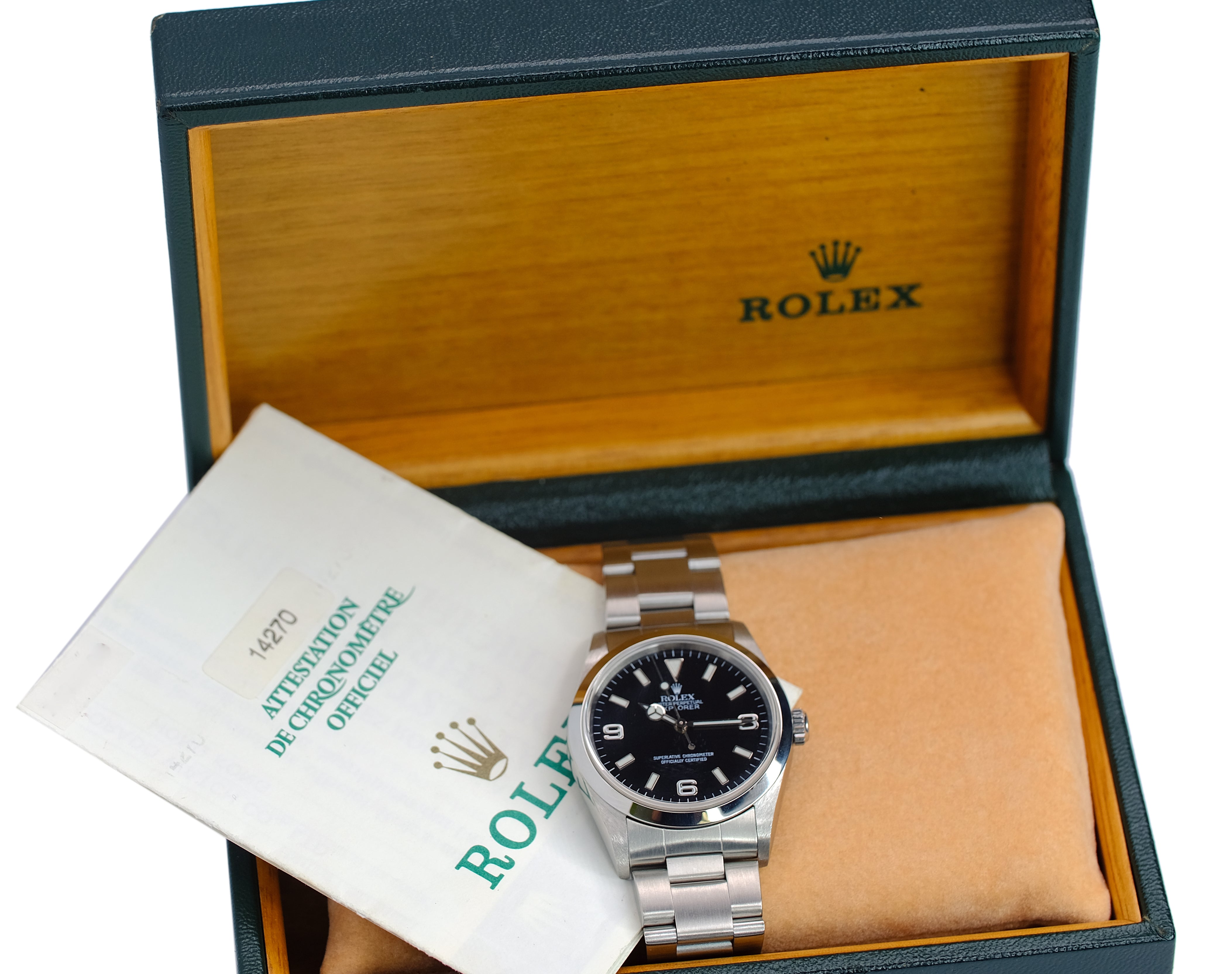 Rolex Explorer Black Dial Oyster Band Watch 114270 YR-2006 BOX & PAPER - Luxuriant Concierge