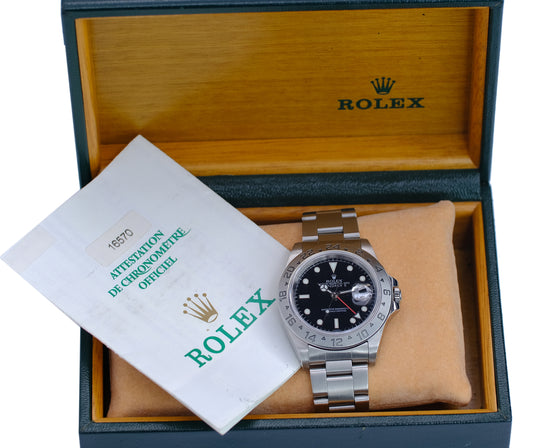 Rolex Explorer II Black Dial Oyster Band Watch 16570 YR-1999 BOX & PAPER - Luxuriant Concierge