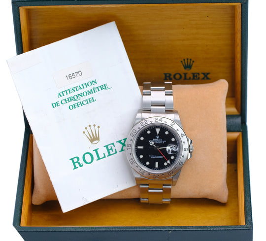Rolex Explorer II Black Dial Oyster Band Watch 16570 YR-1999 BOX & PAPER - Luxuriant Concierge