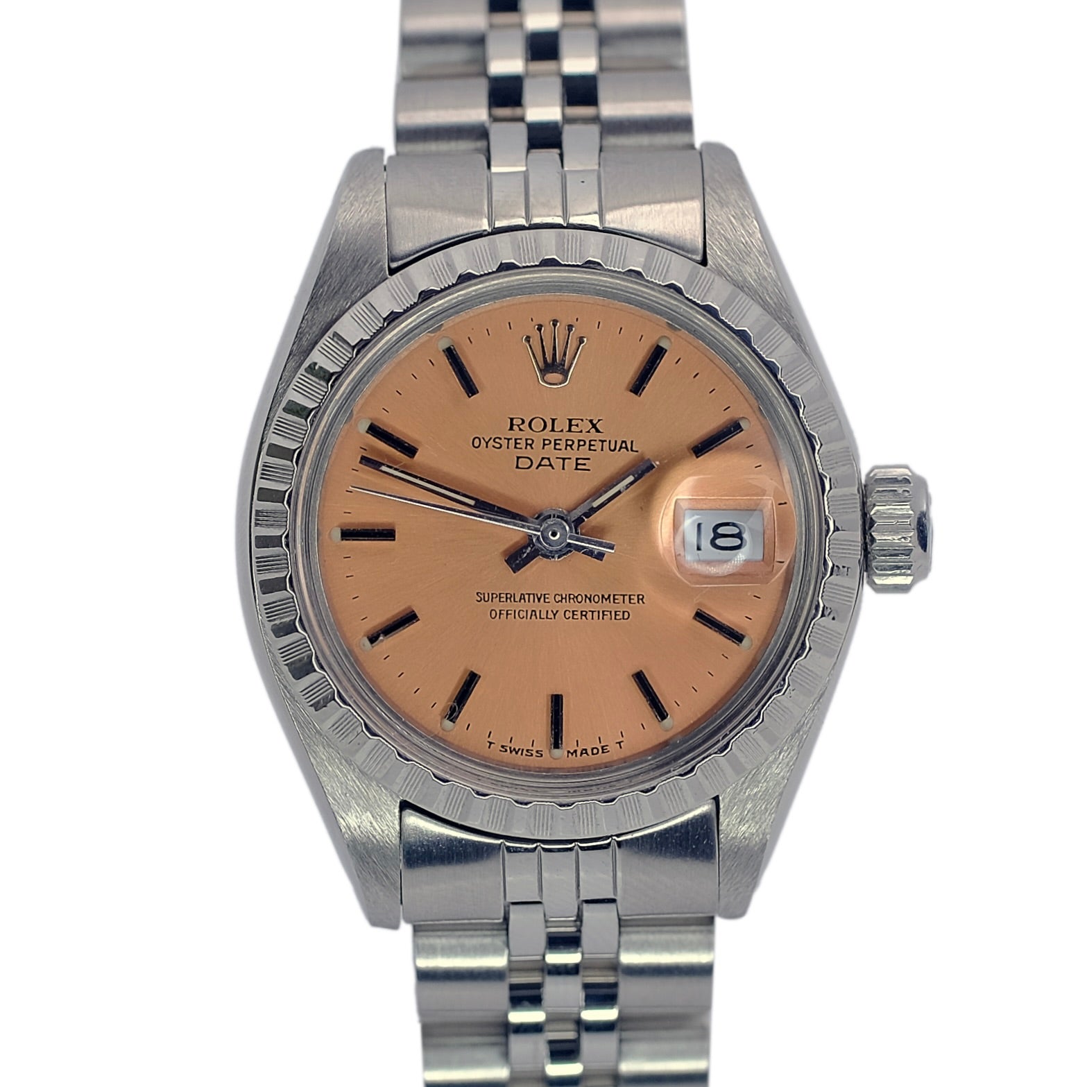 ROLEX OYSTER PERPETUAL DATE SALMON INDEX JUBILEE - Luxuriant Concierge