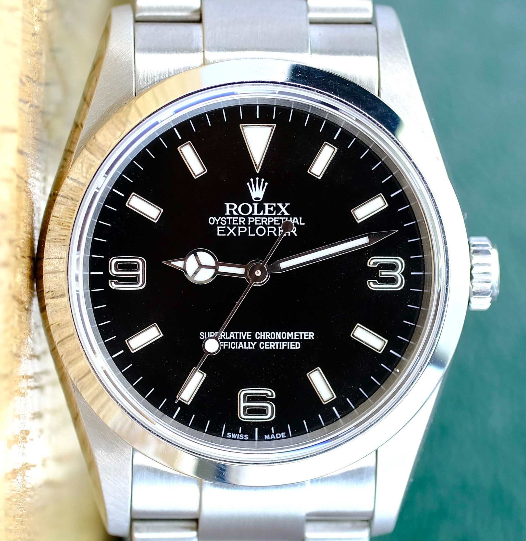 Rolex Explorer Black Dial Oyster Band Watch 114270 w/ Box & Paper - Luxuriant Concierge