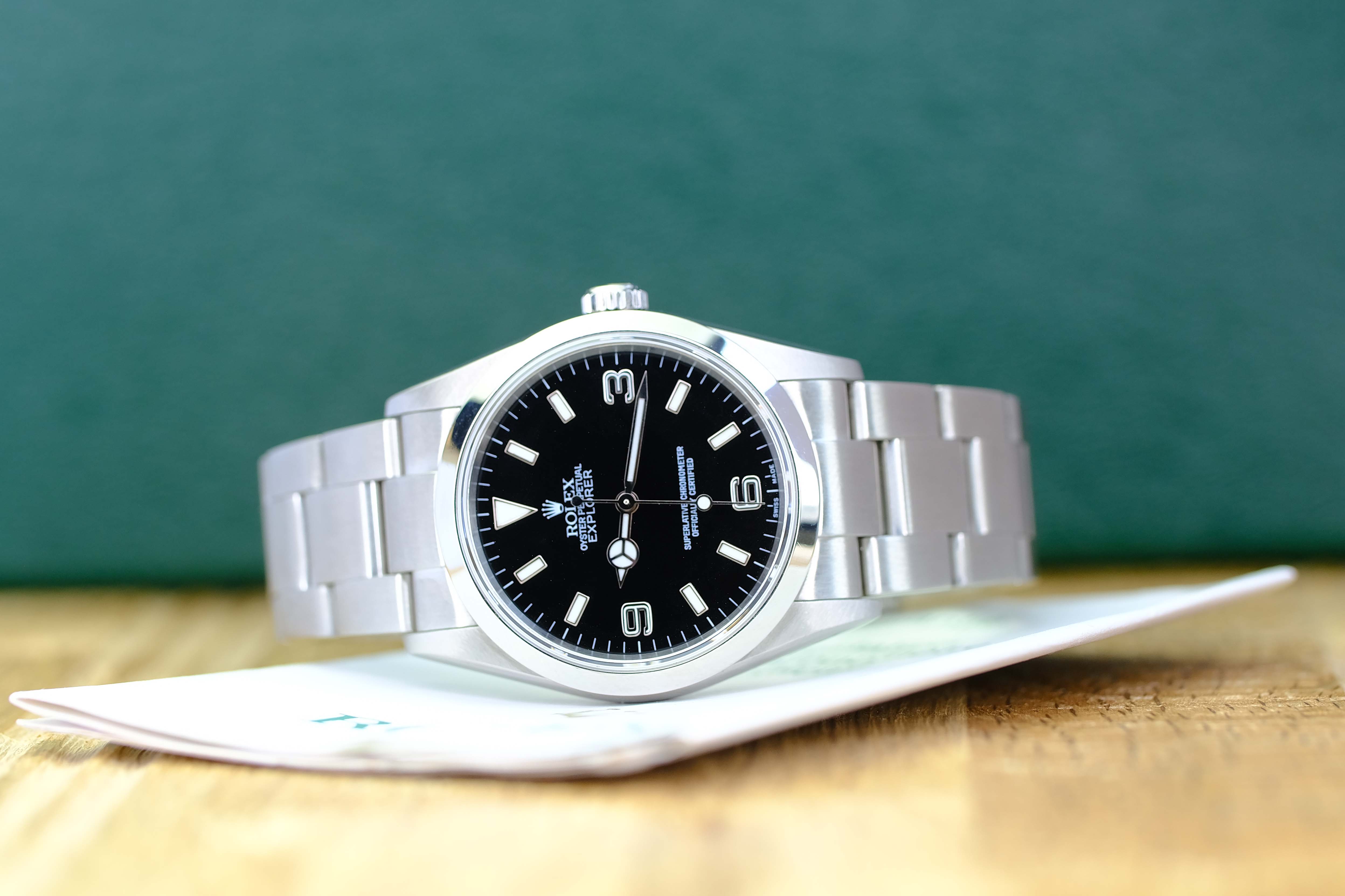 Rolex Explorer Black Dial Oyster Band Watch 114270 w/ Box & Paper - Luxuriant Concierge