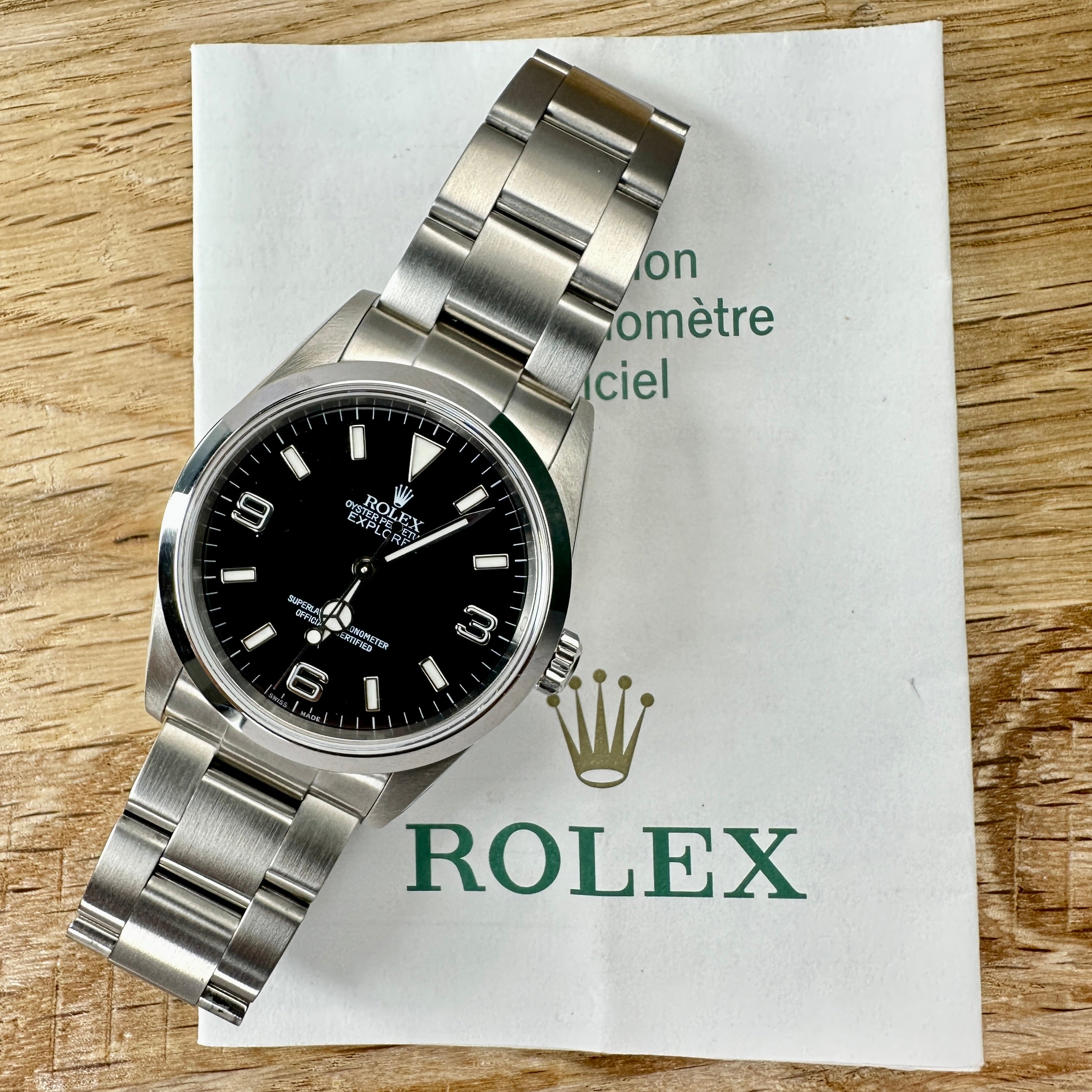 Rolex Explorer Black Dial Oyster Band Watch 114270 w/ Box & Paper - Luxuriant Concierge