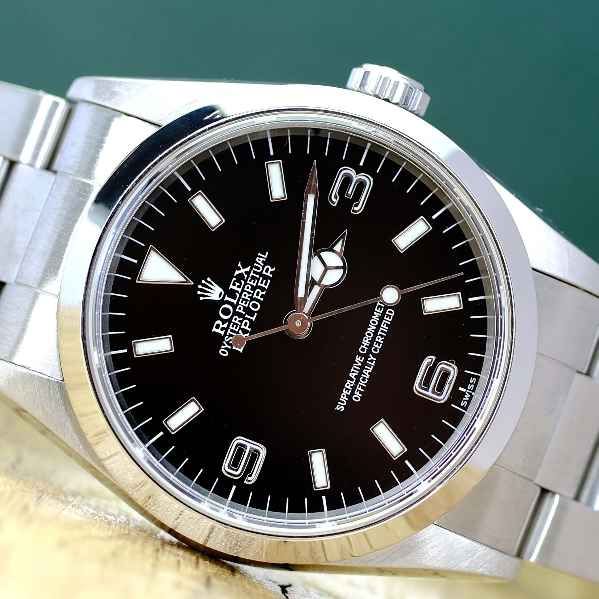 Rolex Explorer Black Dial Oyster Band 14270 w/ Box & Paper - Luxuriant Concierge