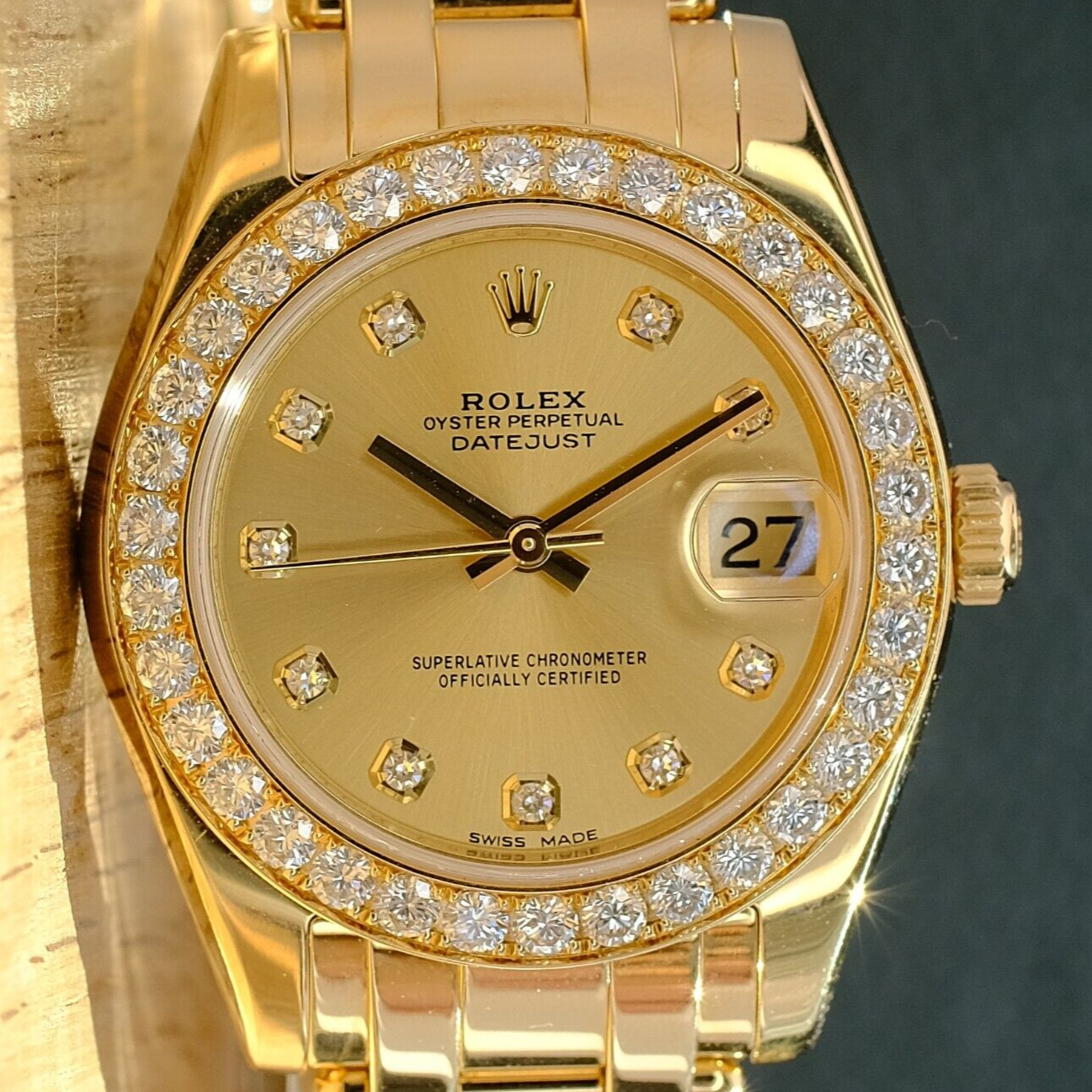 ROLEX DATEJUST CHAMPAGNE DIAMOND PEARLMASTER 81298 - Luxuriant Concierge