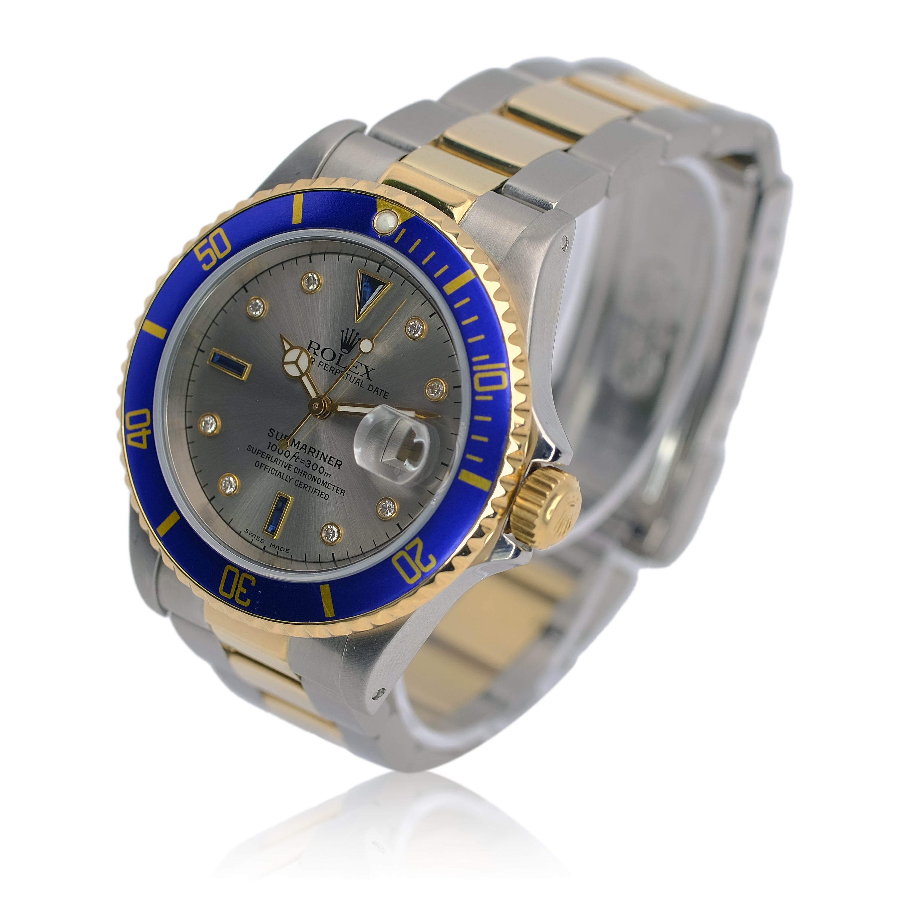 Rolex Submariner Grey Serti Dial Oyster Band YR-2000 16613 Box&Paper - Luxuriant Concierge