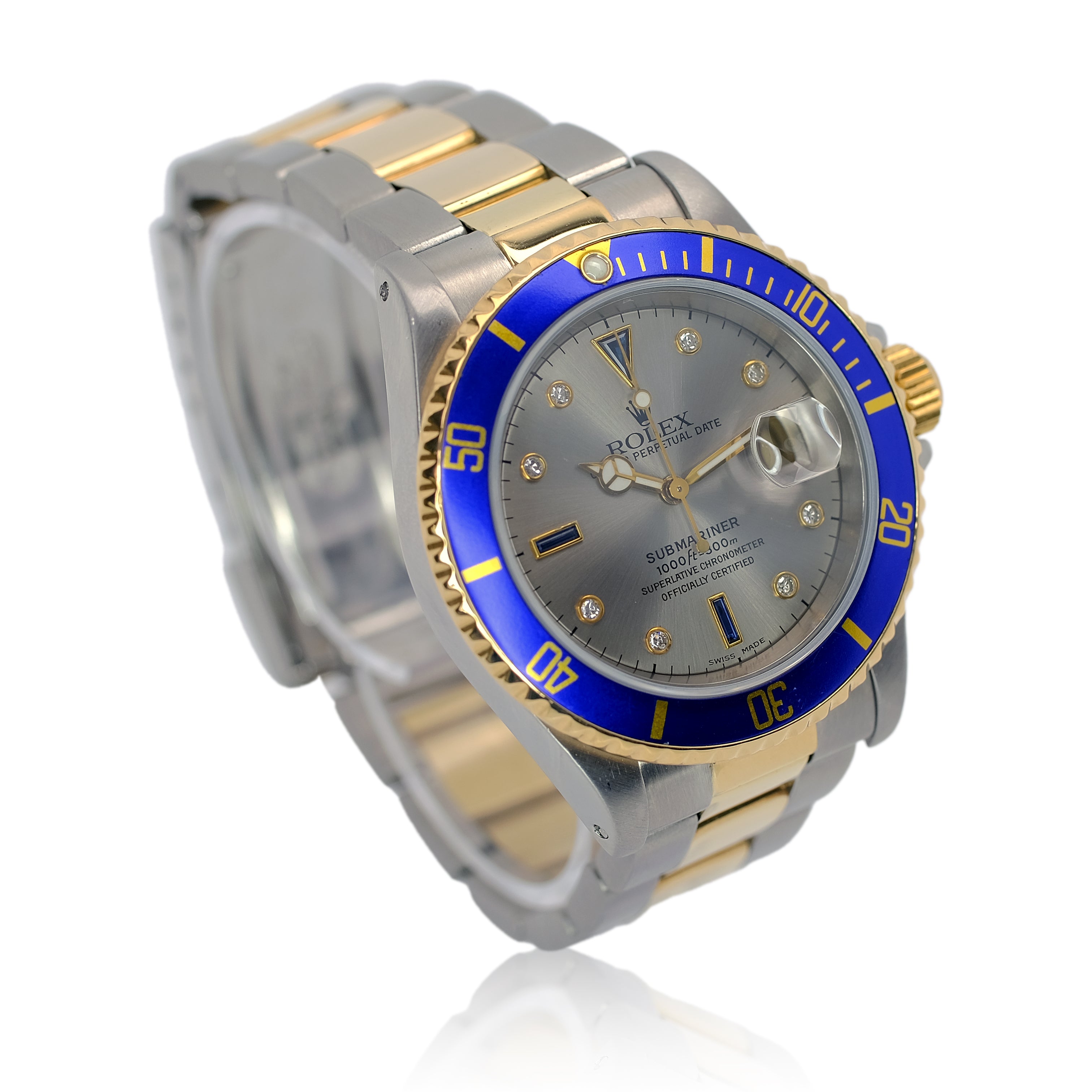 Rolex Submariner Grey Serti Dial Oyster Band YR-2000 16613 Box&Paper - Luxuriant Concierge