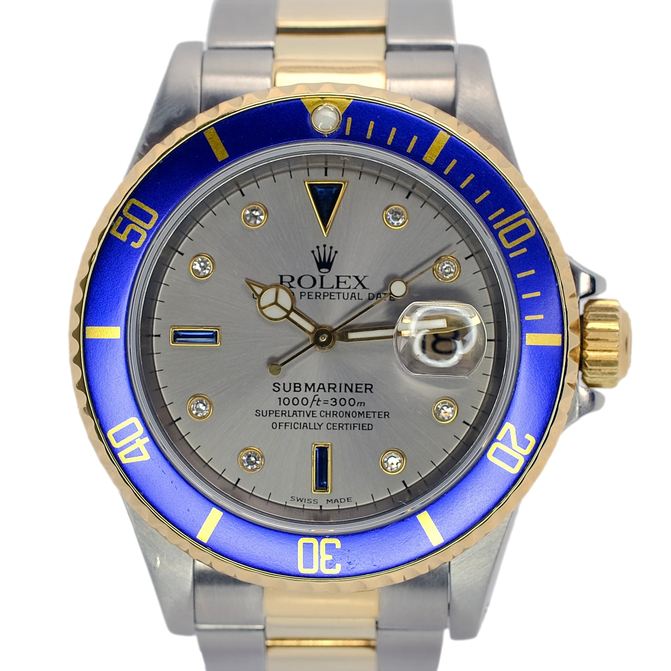 Rolex Submariner Grey Serti Dial Oyster Band YR-2000 16613 Box&Paper - Luxuriant Concierge