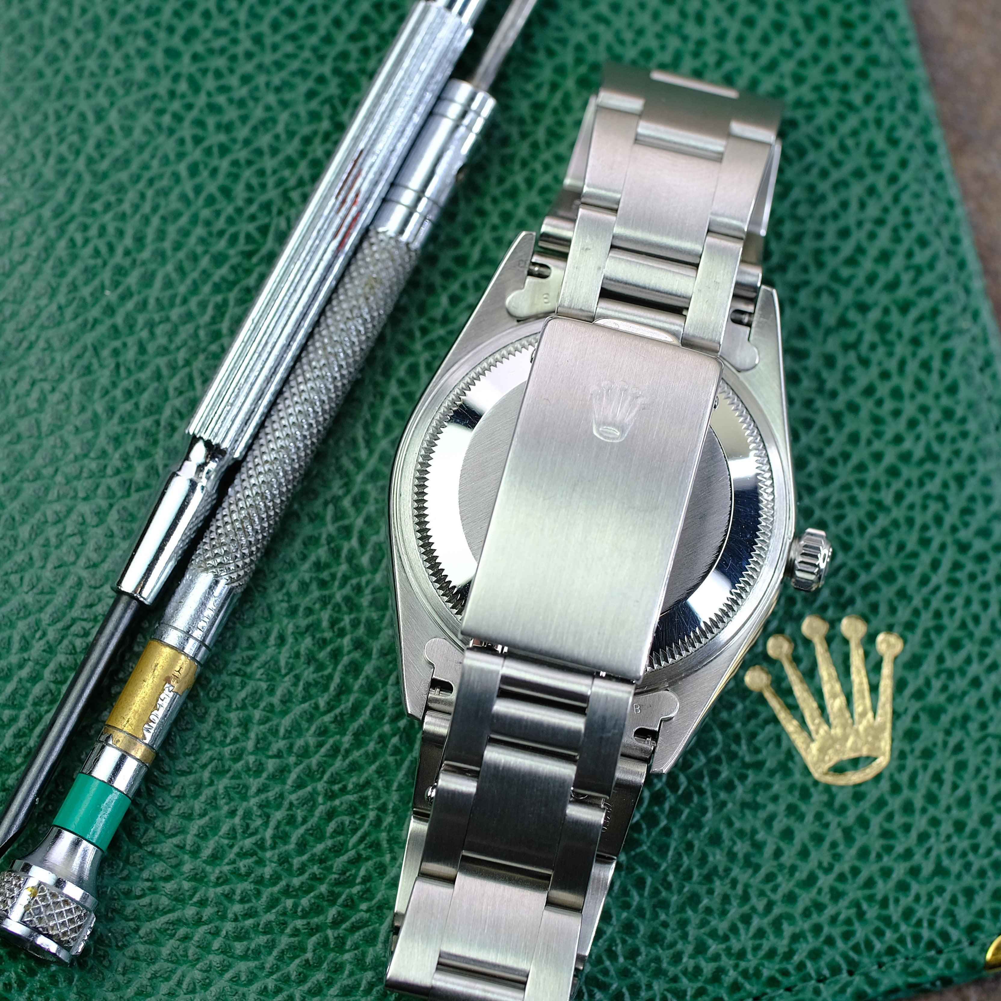 Box & Paper Rolex Date 15210 Black Dial 36mm Stainless Steel Engine-turned Bezel Oyster Band