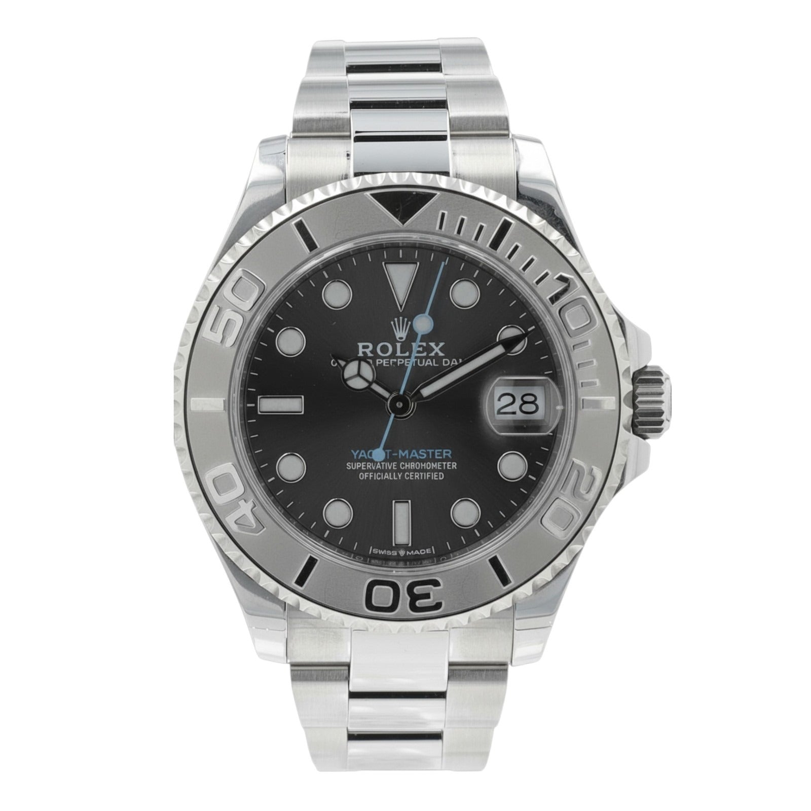 Rolex Ladies Yacht-Master 268622 Gray Dial Platinum & SS Oyster Watch 37mm - Luxuriant Concierge