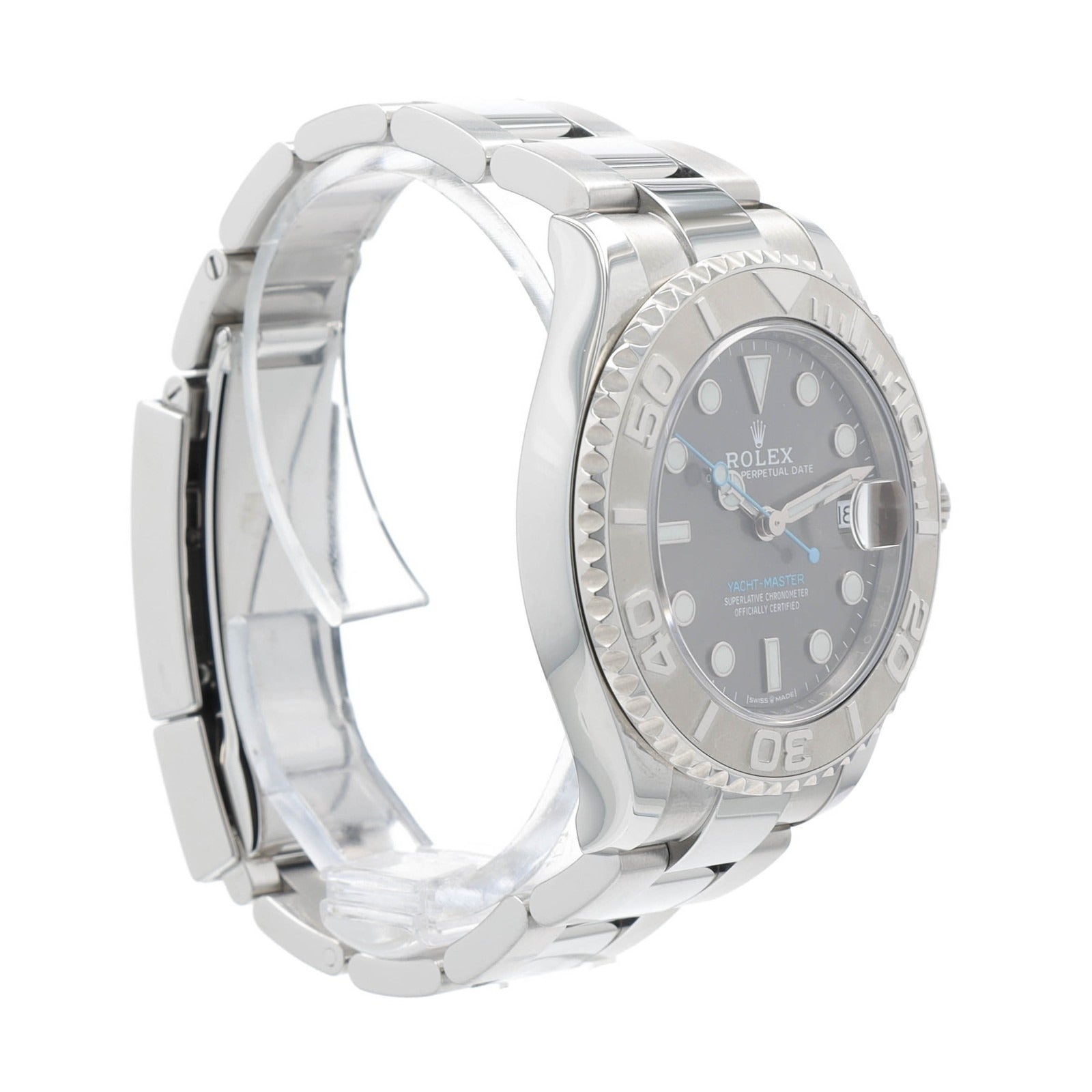 Rolex Ladies Yacht-Master 268622 Gray Dial Platinum & SS Oyster Watch 37mm - Luxuriant Concierge